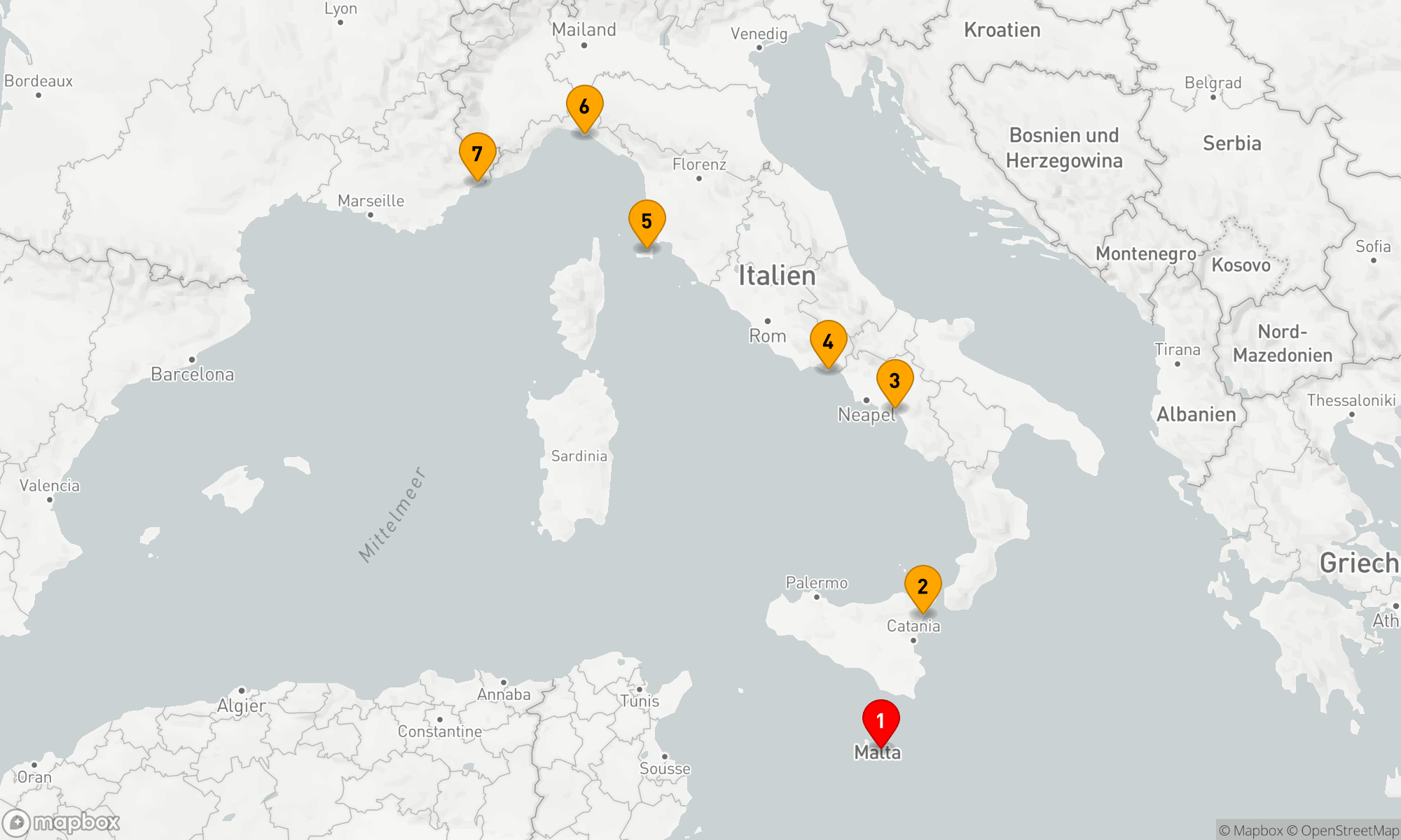 Route 6 Nächte - Mediterrane Eleganzreise