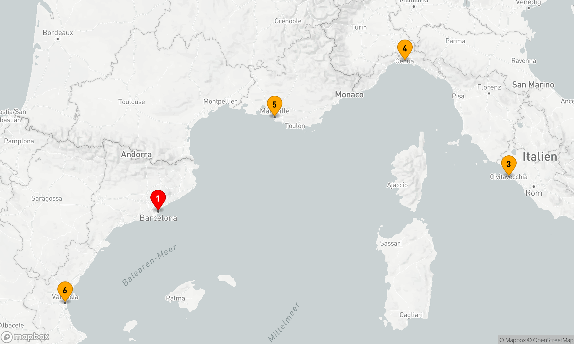 Route 5 Nächte - Mediterrane Melodienkreuzfahrt