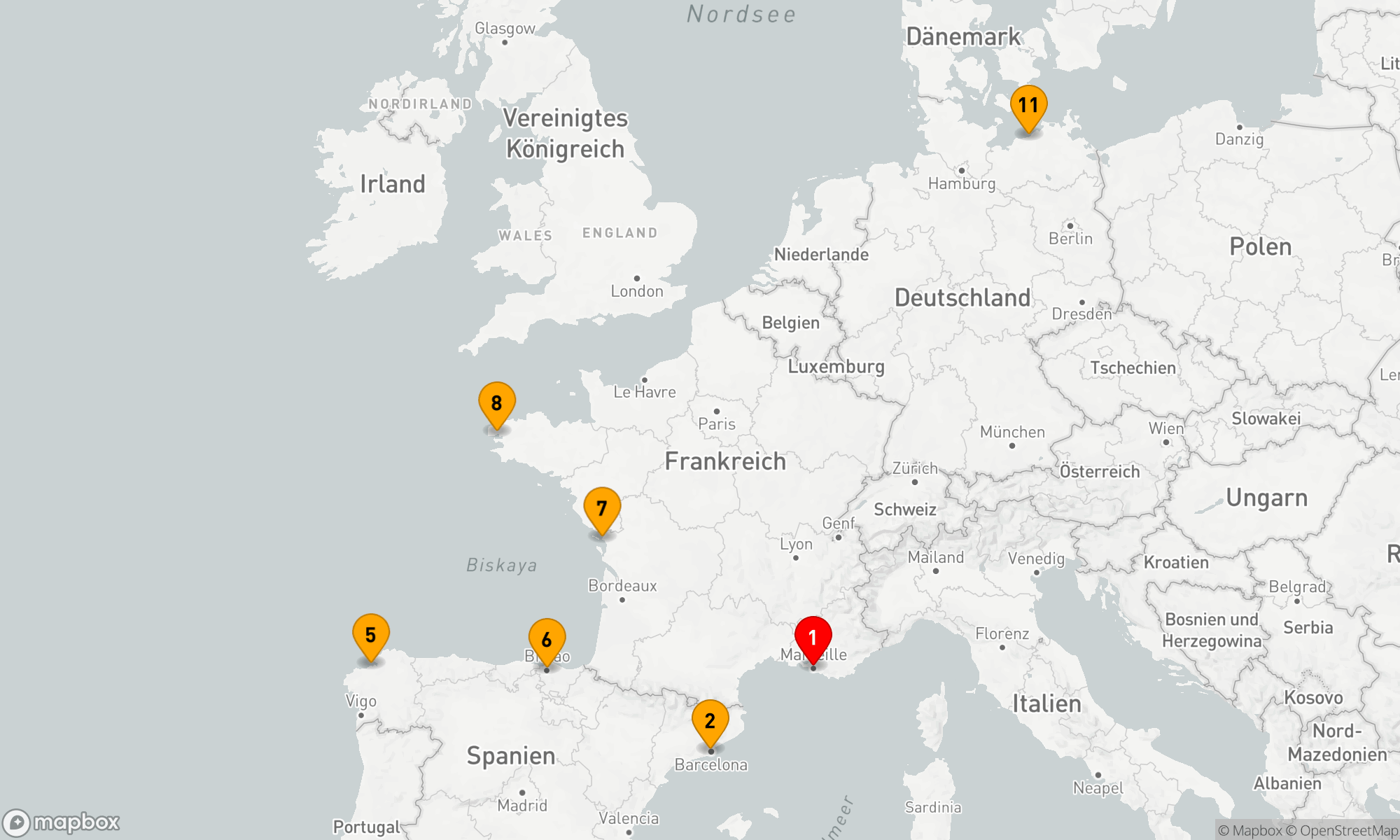 Route 10 Nächte - Europas Küstenzauber: Von der Provence zur Ostsee