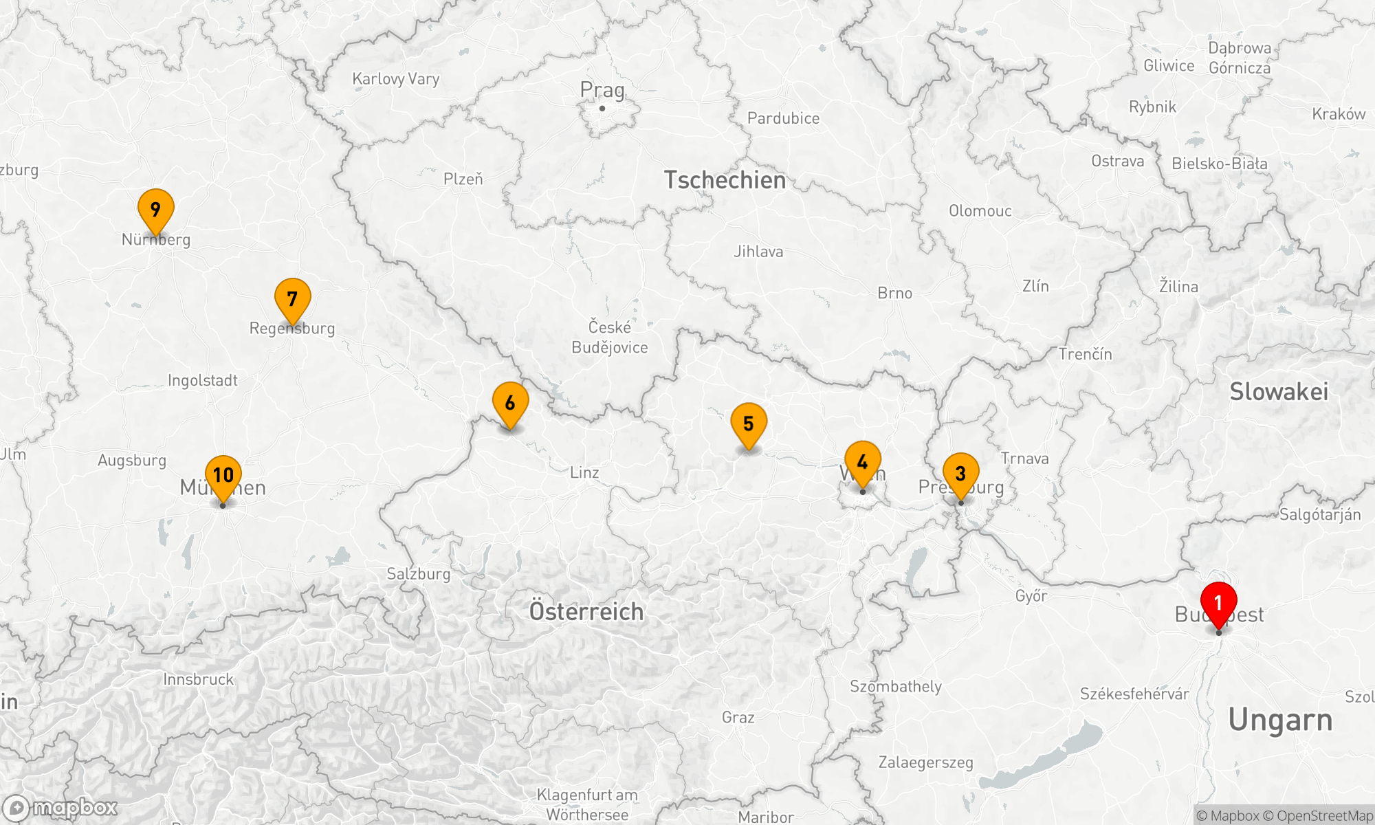 Route 9 Nächte - Donaugenuss mit Nürnberg & München