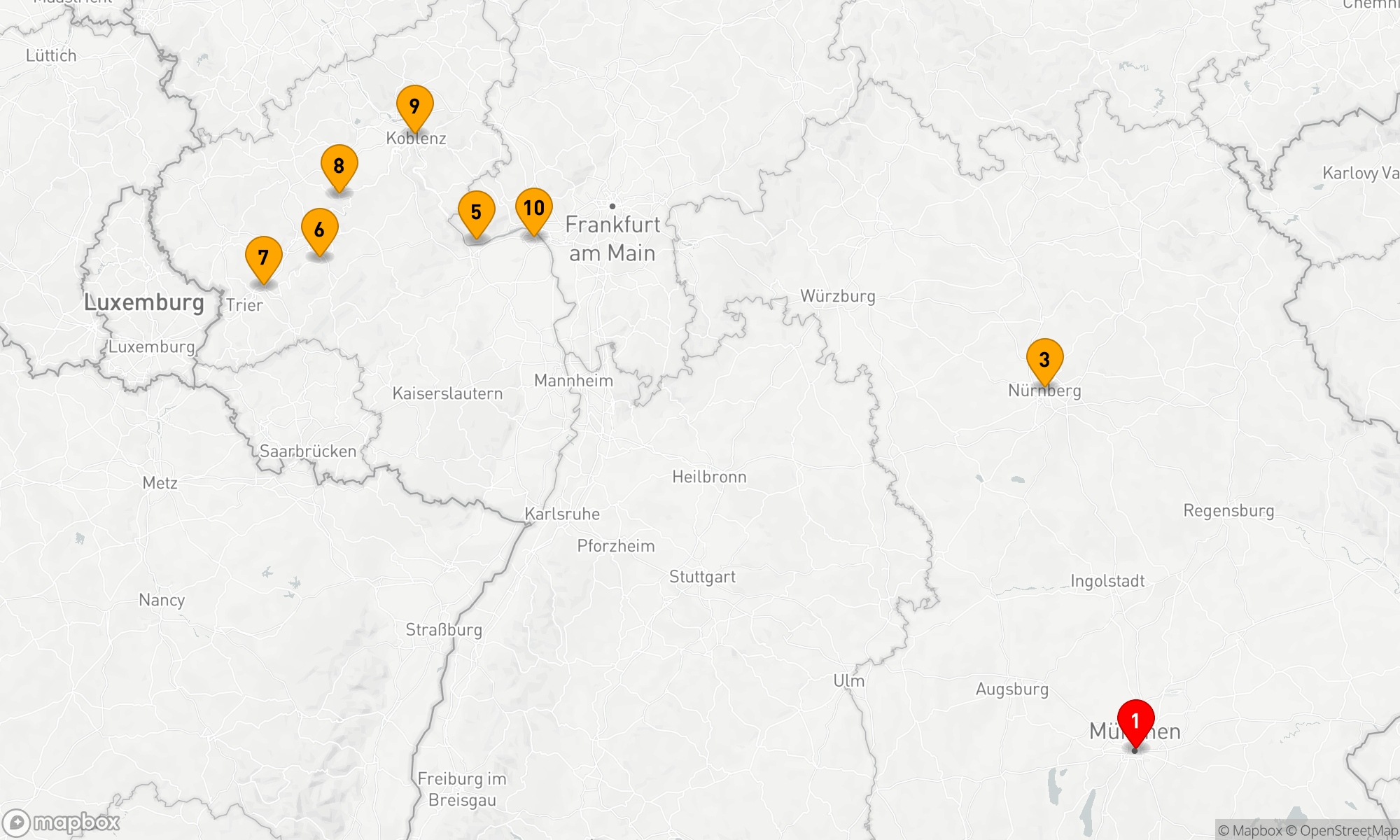 Route 10 Nächte - Romantisches Franken & Bayern & Sagenhafter Rhein & Mosel