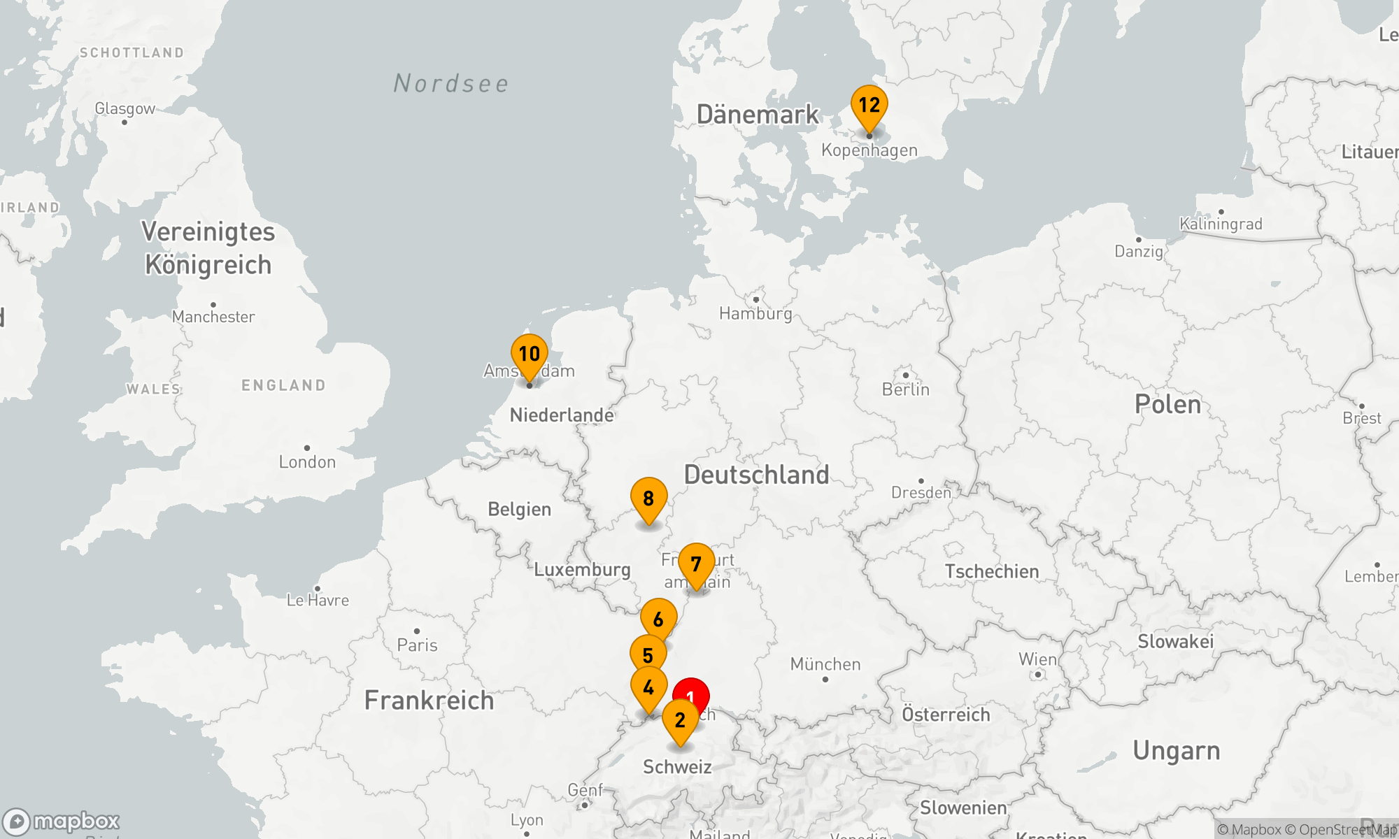 Route 13 Nächte - Zürich nach Kopenhagen & Juwelen des Rheins