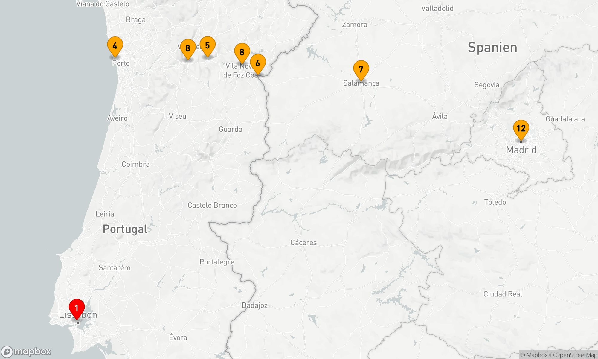 Route 13 Nächte - Lissabon nach Madrid mit den Geheimnissen des Douro