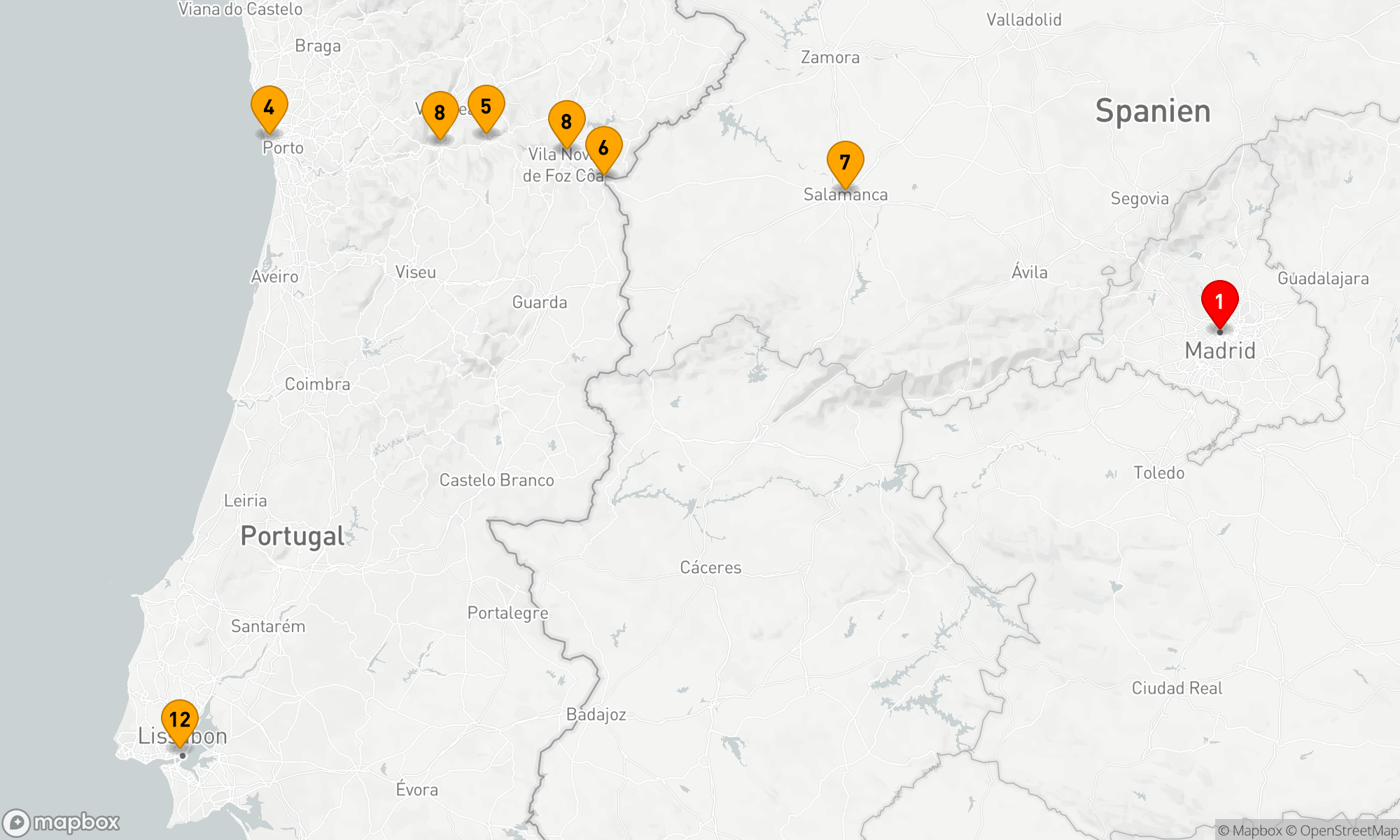 Route 13 Nächte - Madrid nach Lissabon & Geheimnisse des Douro