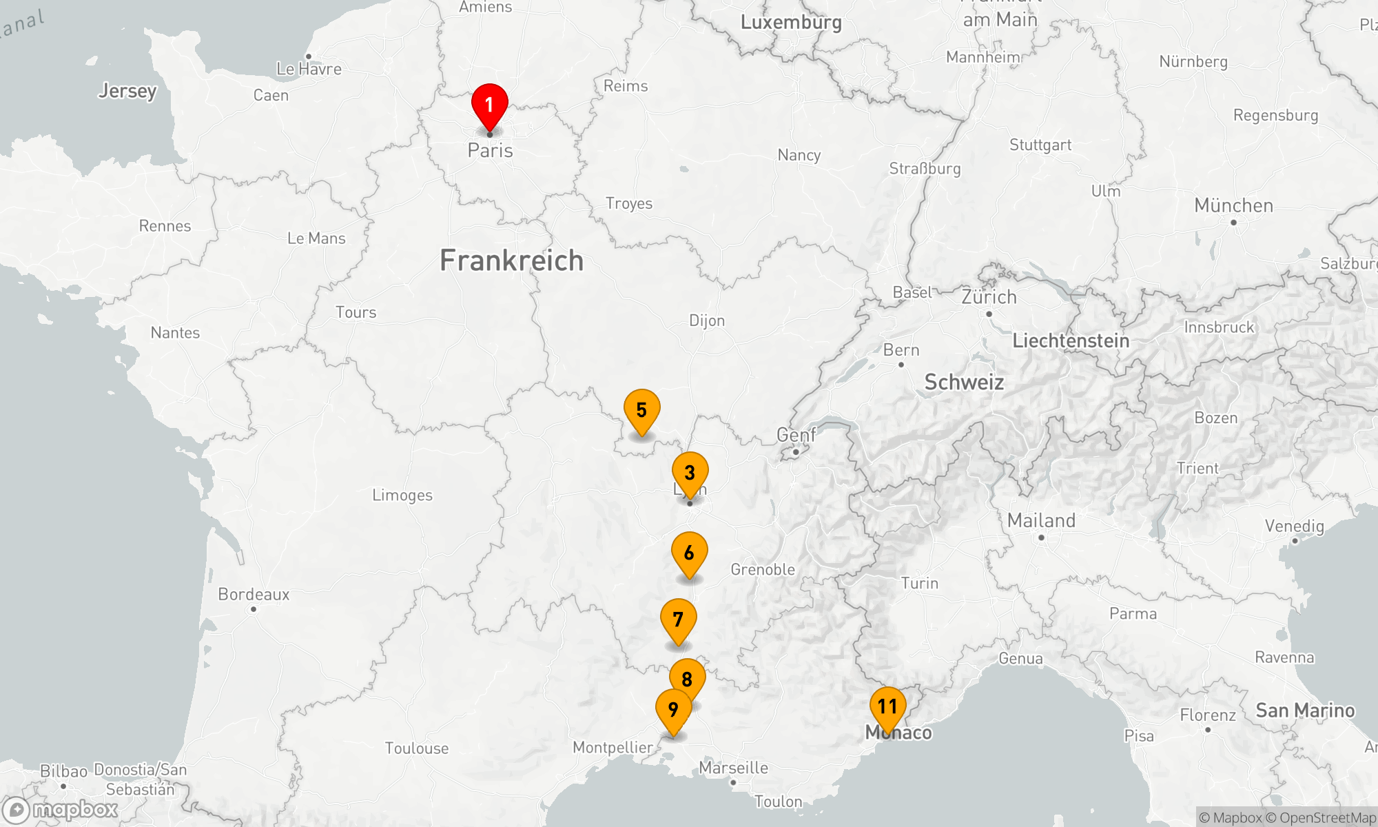 Route 12 Nächte - Paris - Nizza & Sensationen aus Lyon und der Provence