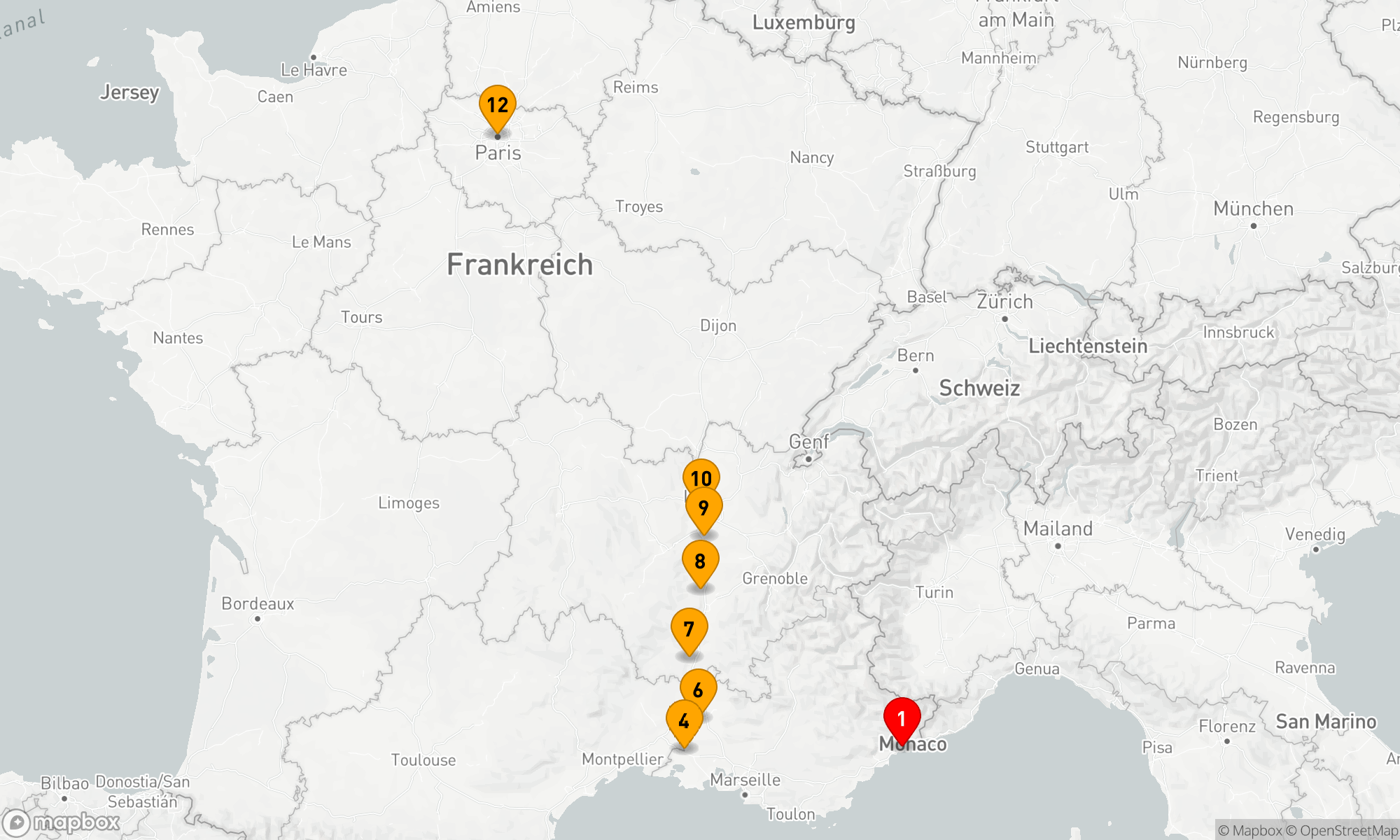 Route 12 Nächte - Nizza nach Paris & Sensationen von Lyon und der Provence