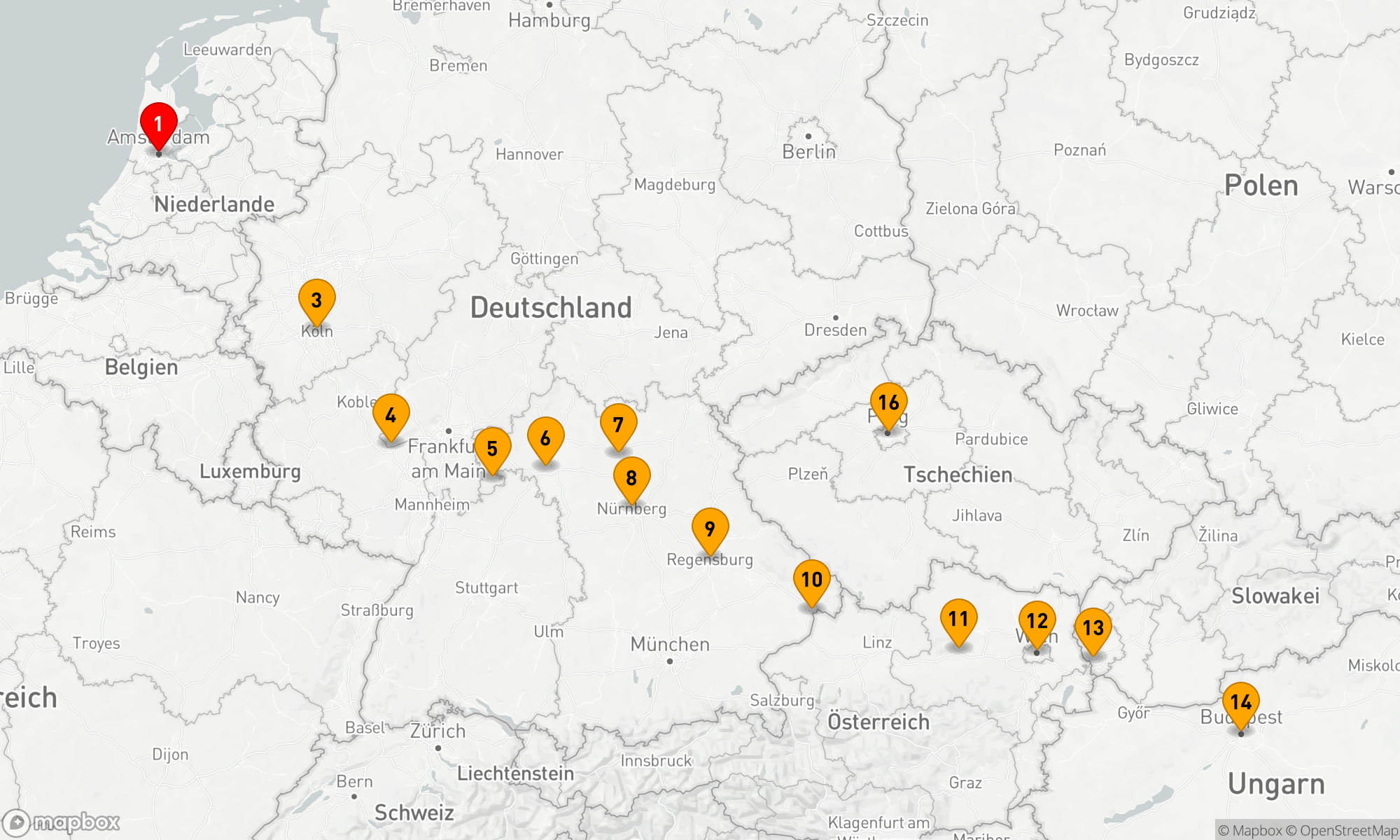 Route 17 Nächte - Die Schönheiten Europas & Prag