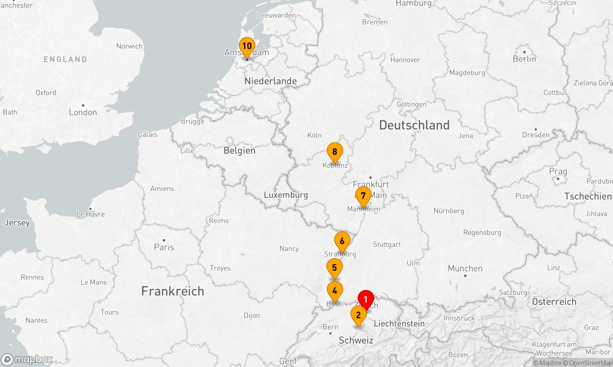 Route 10 Nächte - Zürich - Luzern mit Tulpen & dem Rhein
