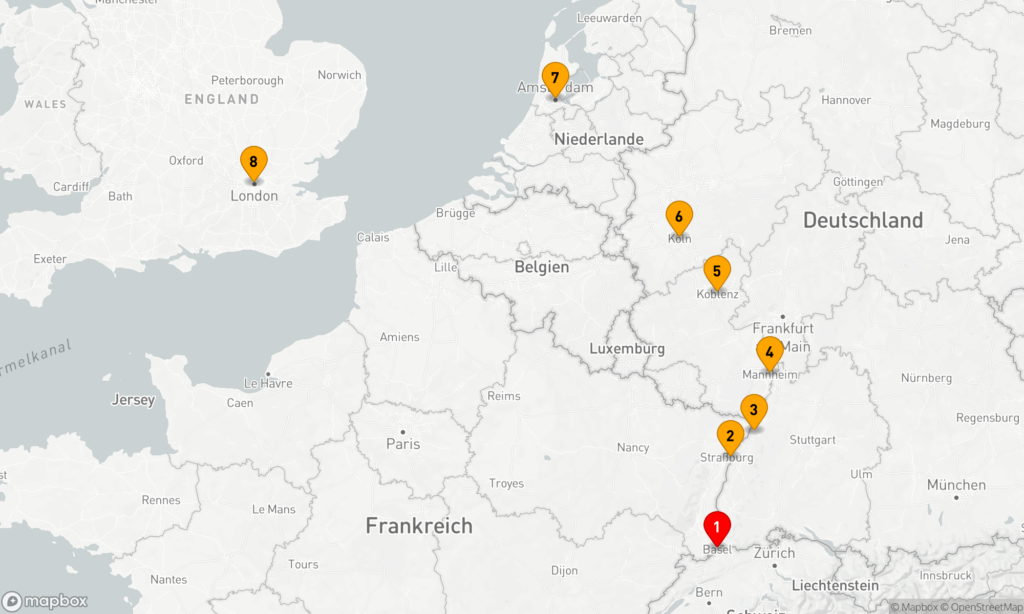 Route 10 Nächte - Rhein Highlights mit London