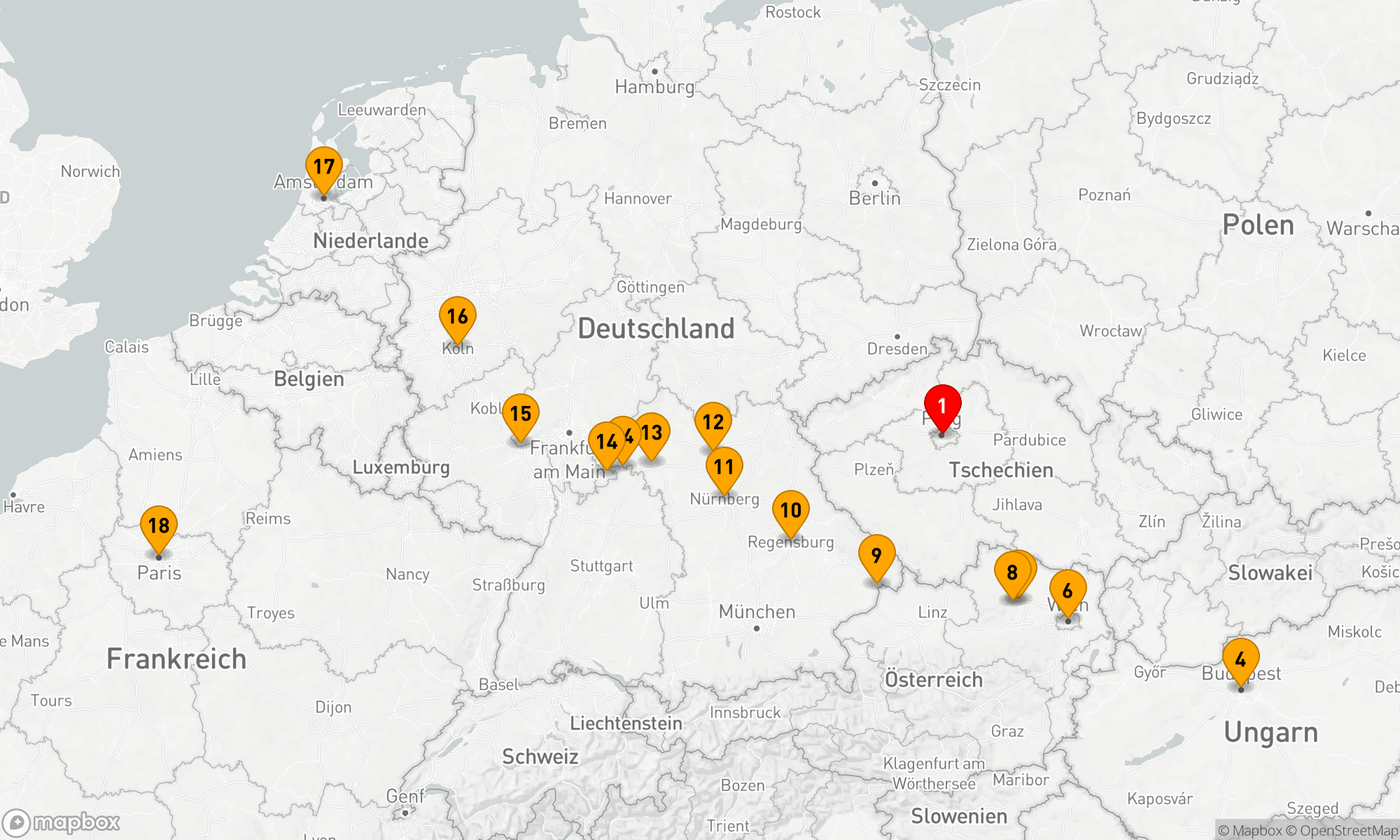 Route 20 Nächte - Weihnachtsmärkte mit Prag & Paris