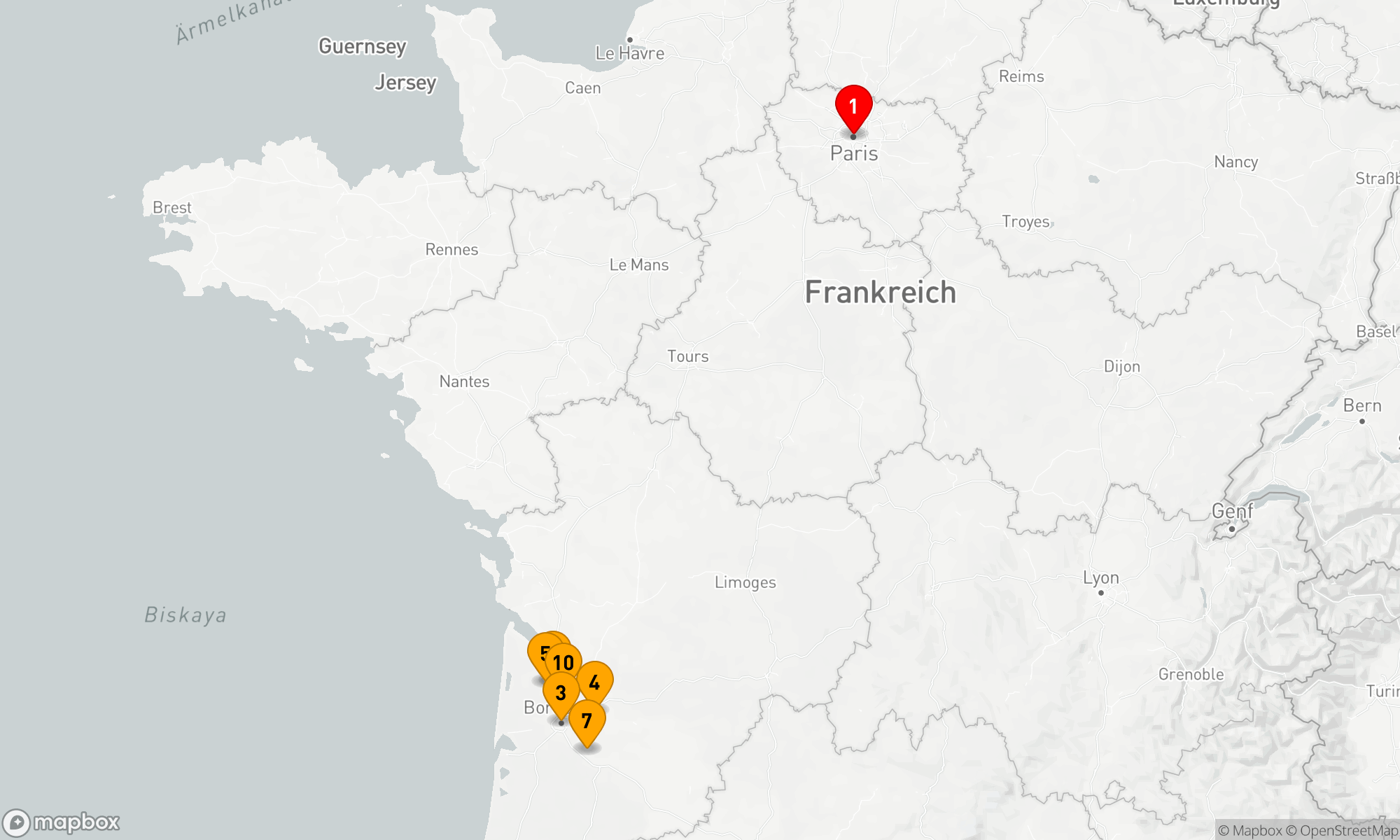 Route 12 Nächte - Schönes Bordeaux mit Highlights von Paris