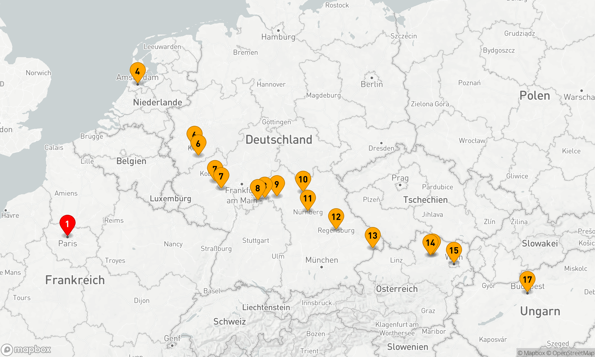 Route 17 Nächte - Juwelen Europas mit Paris