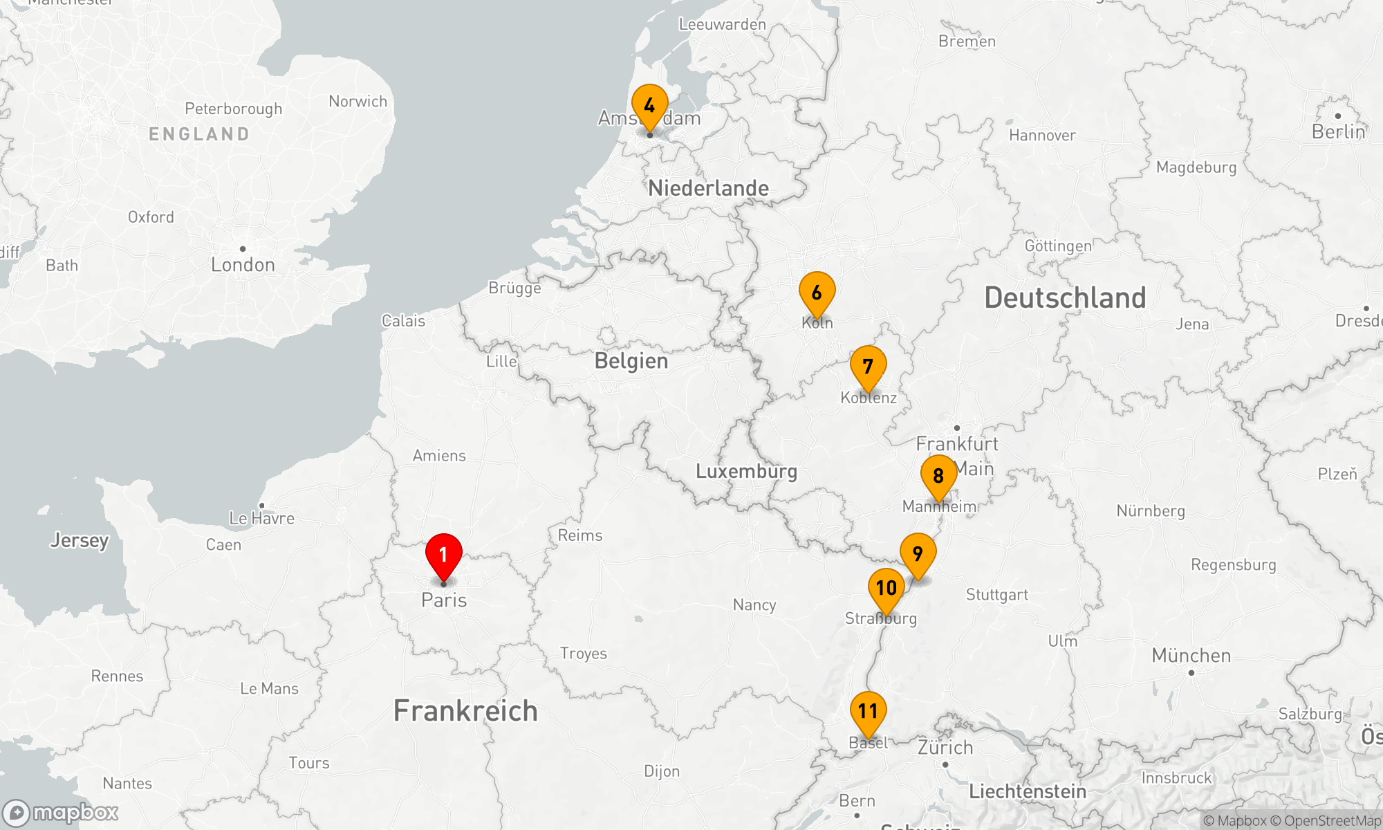 Route 10 Nächte - Rhein Highlights mit Paris