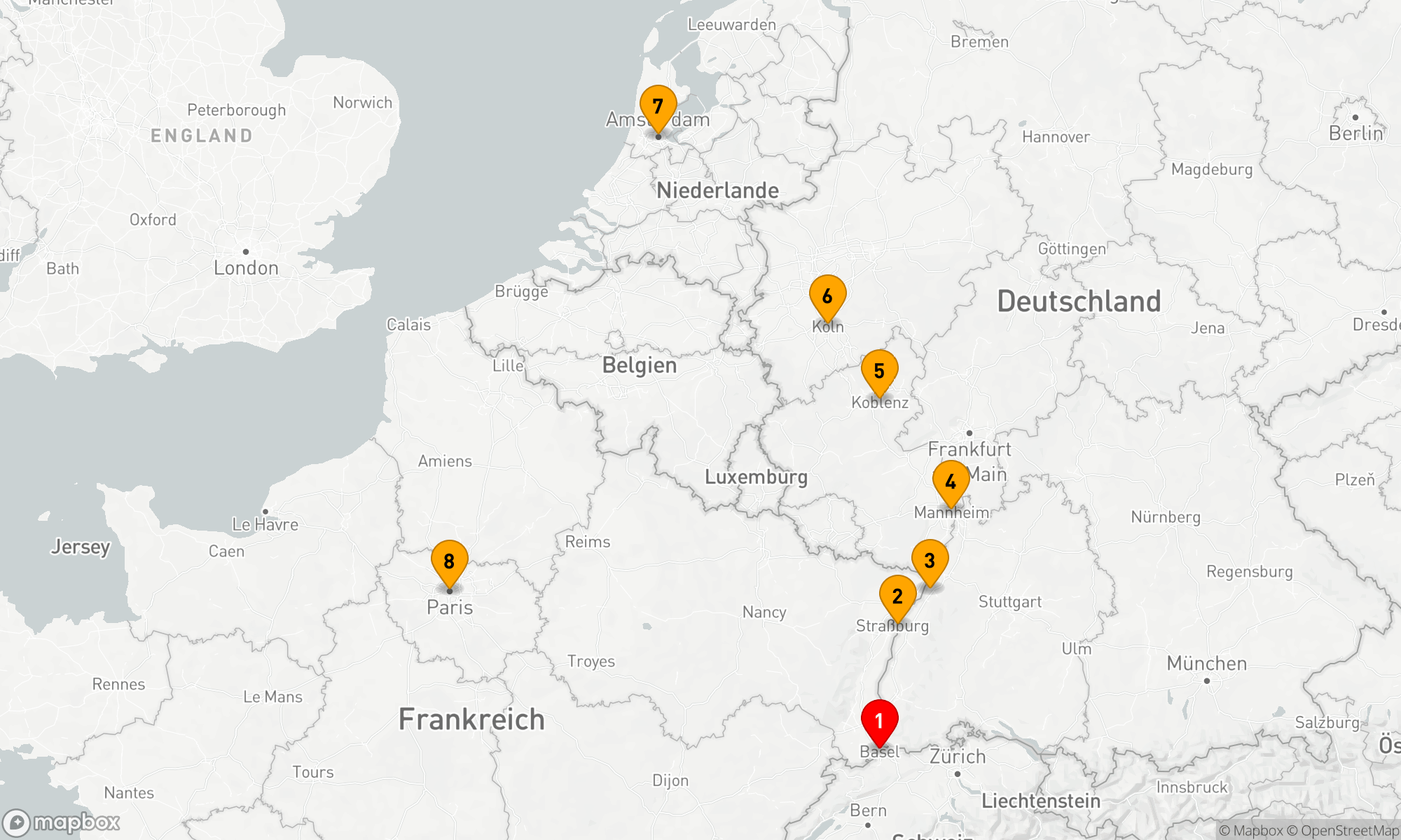 Route 10 Nächte - Rhein Highlights mit Paris