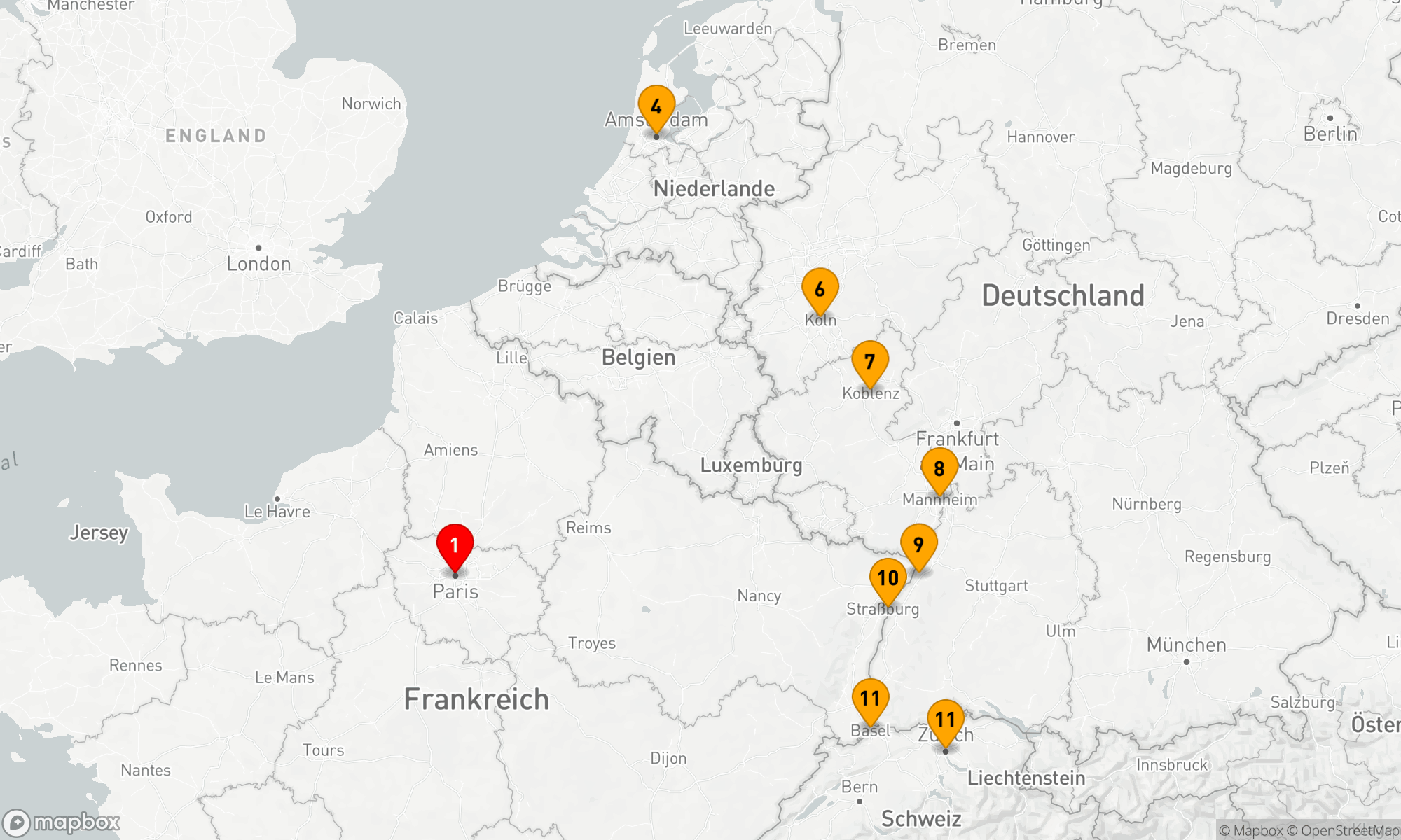 Route 10 Nächte - Rhein Highlights mit Paris