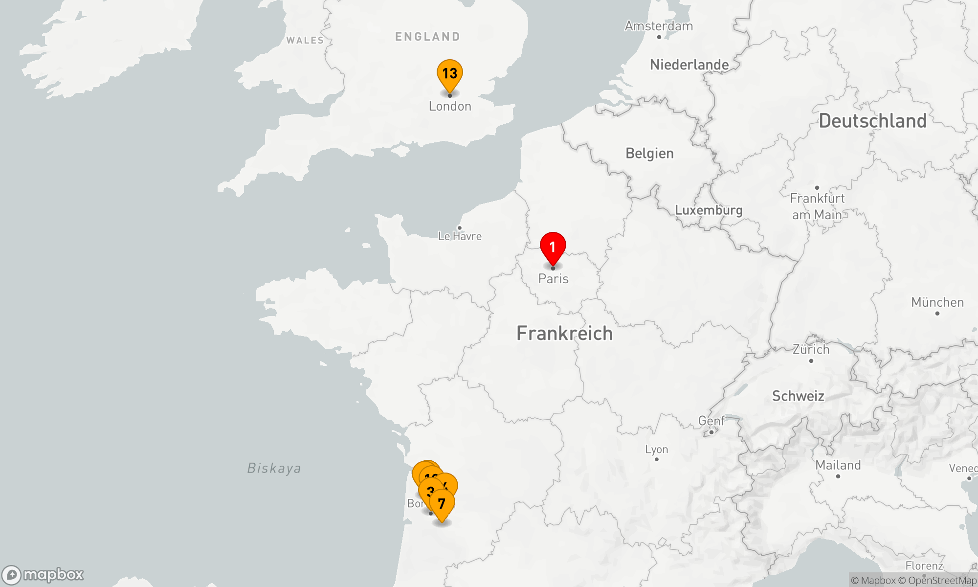 Route 15 Nächte - Schönes Bordeaux mit Paris & London