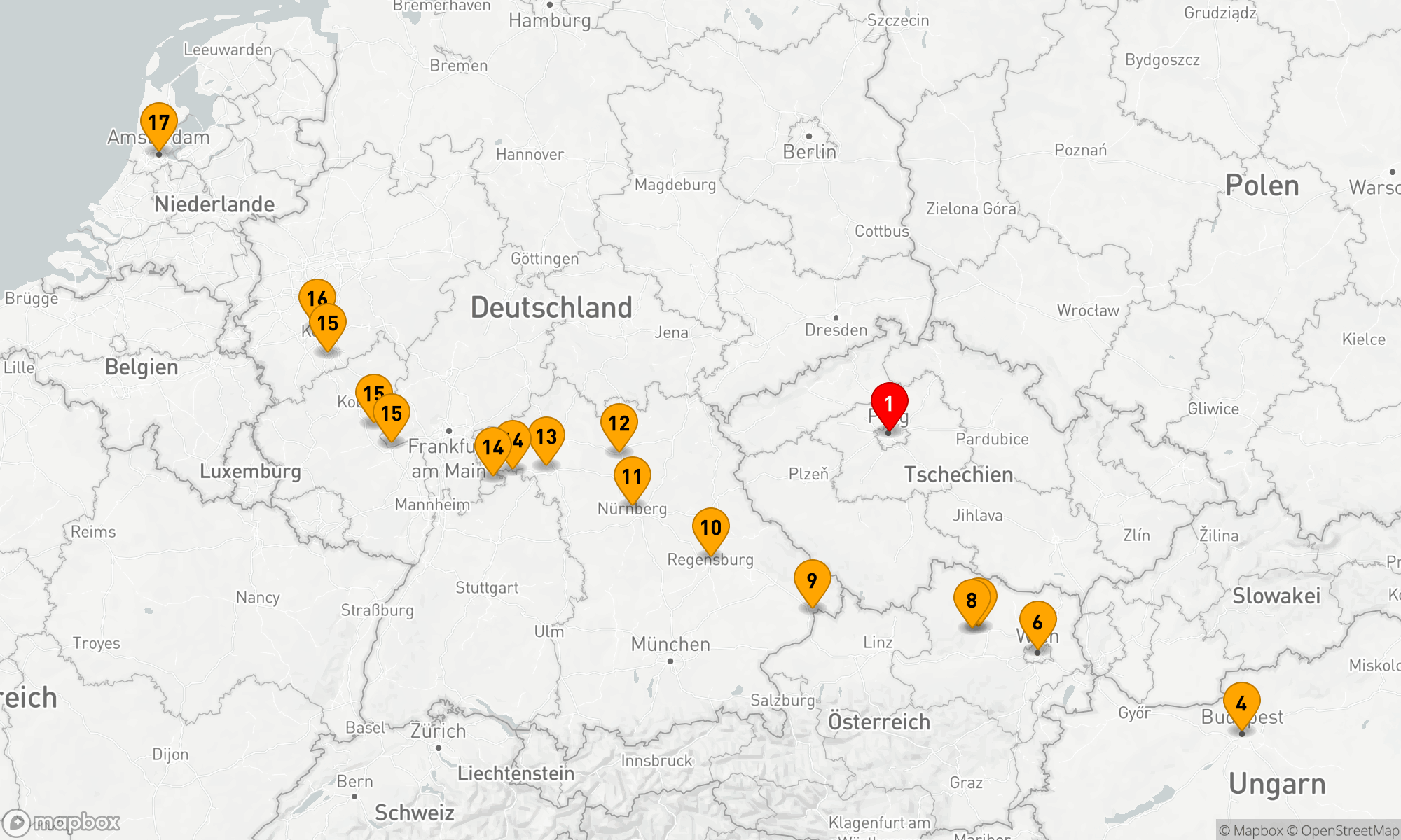 Route 17 Nächte - Juwelen Europas mit Prag