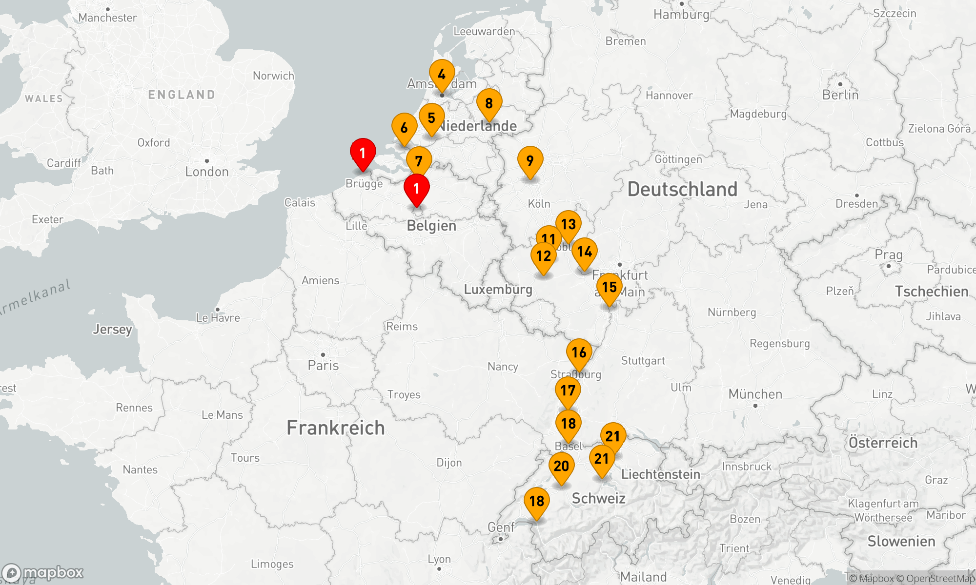 Route 21 Nächte - Romantischer Rhein & Mosel mit Schweiz & Brügge