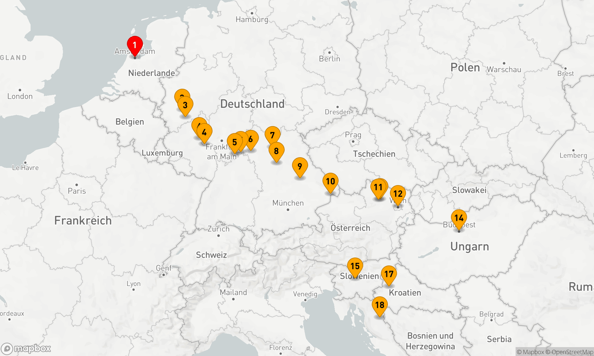 Route 18 Nächte - Juwelen Europas mit Ljubljana & Zagreb