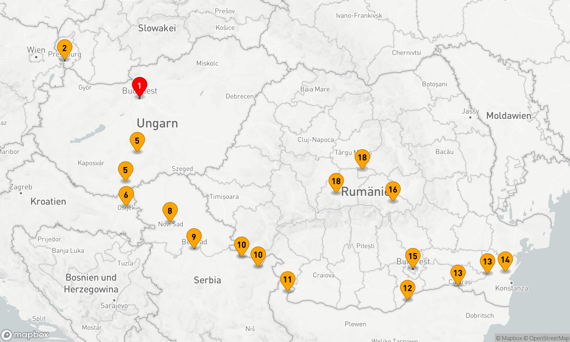 Route 19 Nächte - Untere Donau Entdeckung mit Siebenbürgen