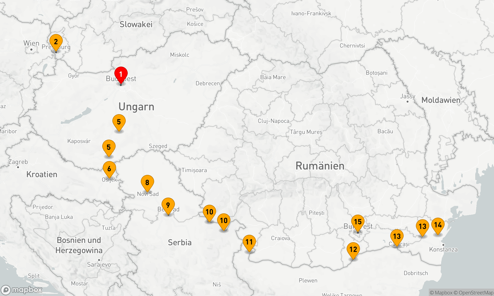 Route 15 Nächte - Entdeckung der unteren Donau