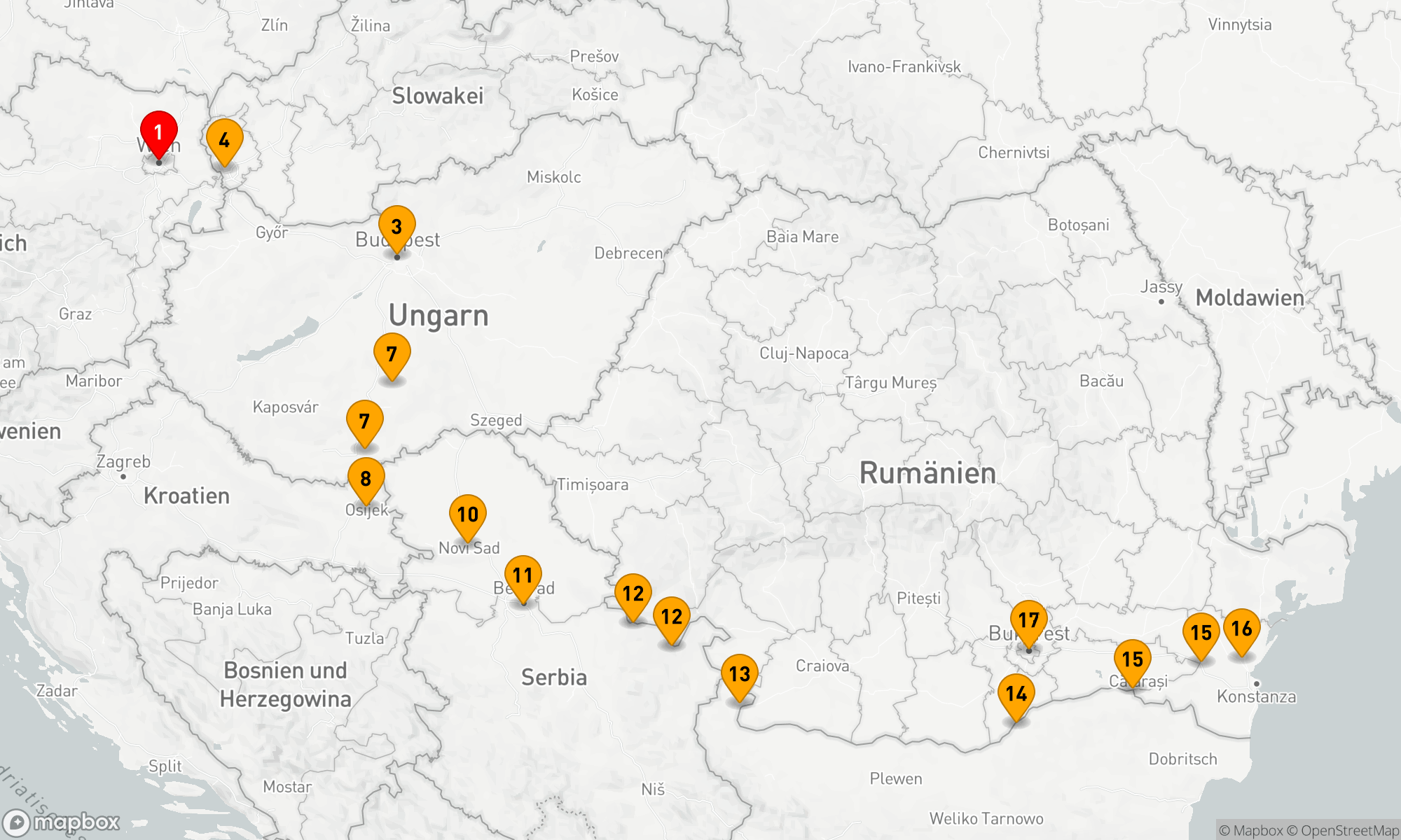 Route 17 Nächte - Untere Donau Entdeckung mit Wien
