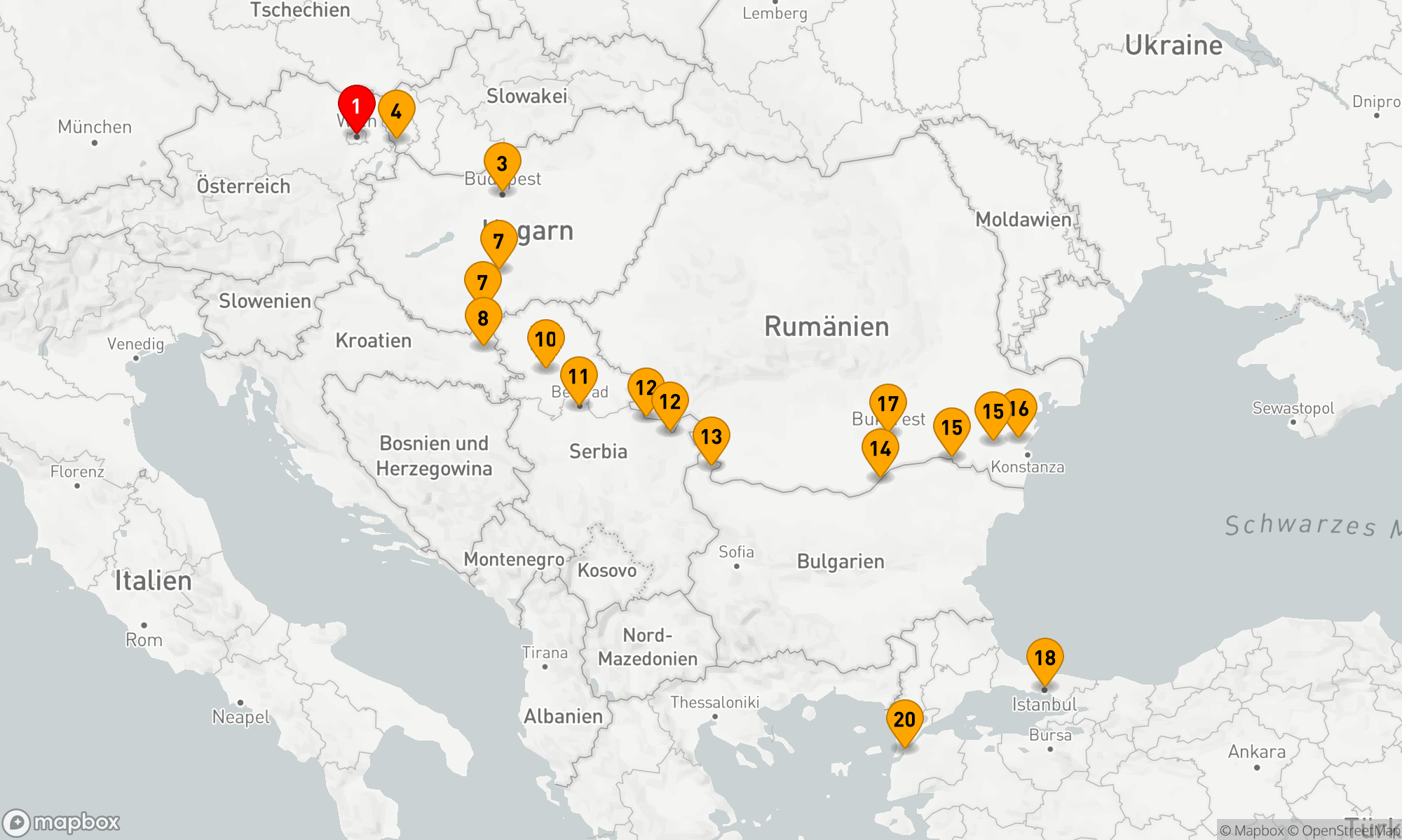 Route 23 Nächte - Untere Donau Entdeckung mit Wien & Istanbul