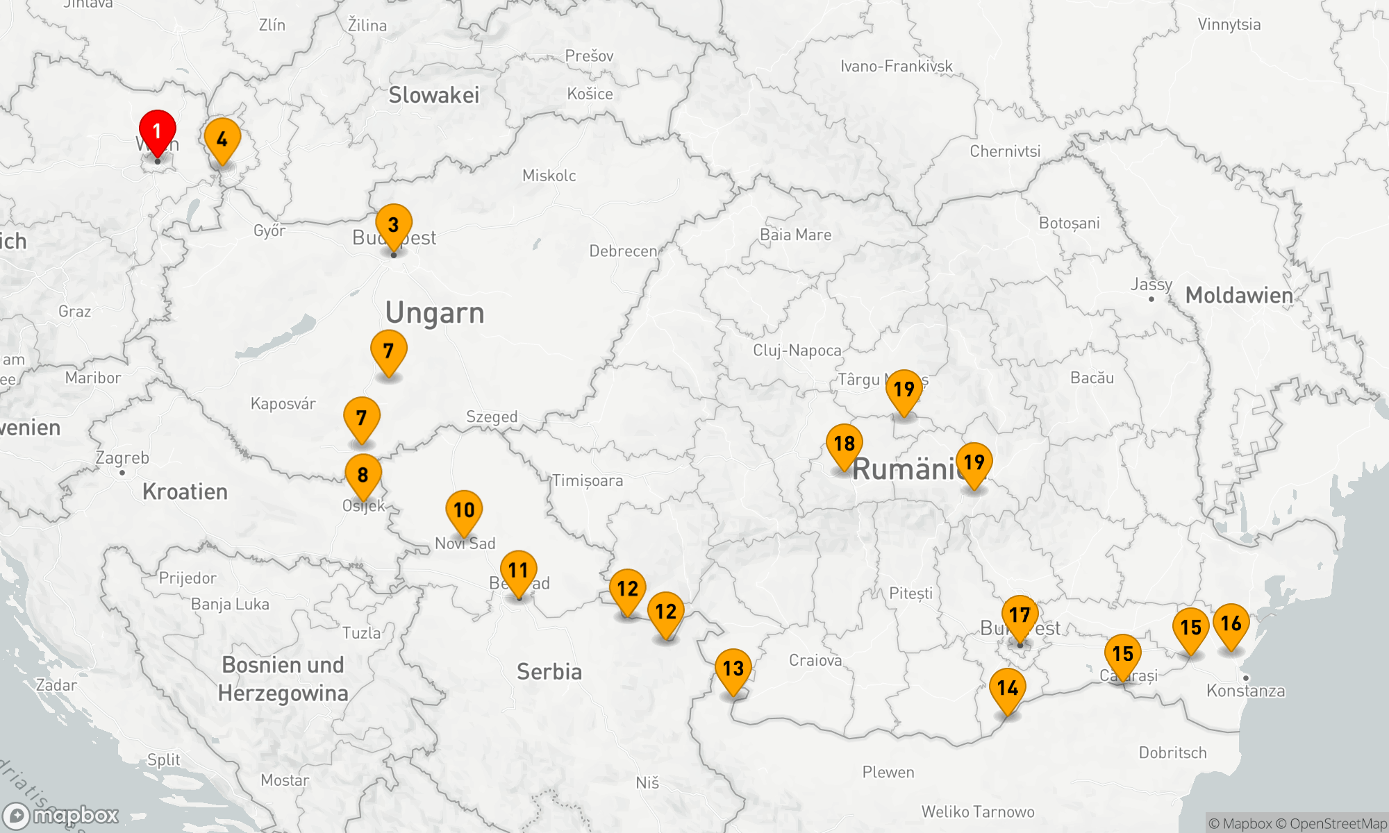 Route 21 Nächte - Untere Donau Entdeckung mit Wien & Siebenbürgen