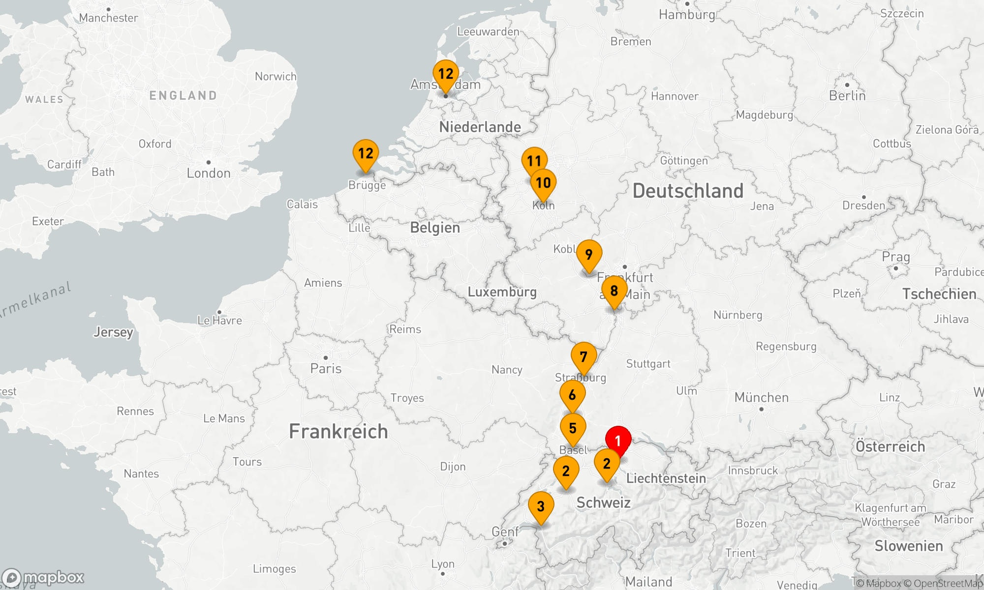 Route 14 Nächte - Rheinische Weihnachtsmärkte mit Brügge & Schweiz