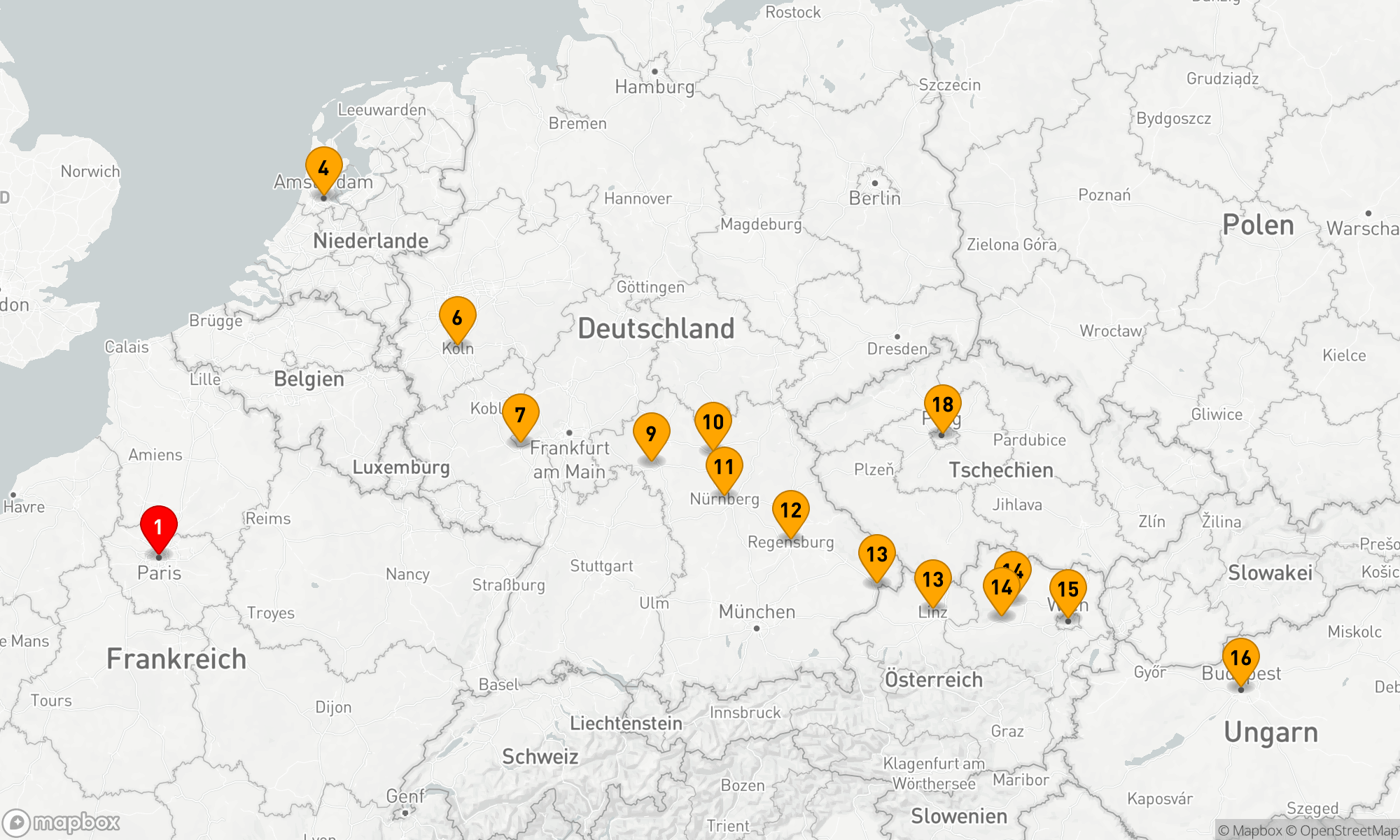 Route 20 Nächte - Weihnachten & Neujahr mit Paris & Prag