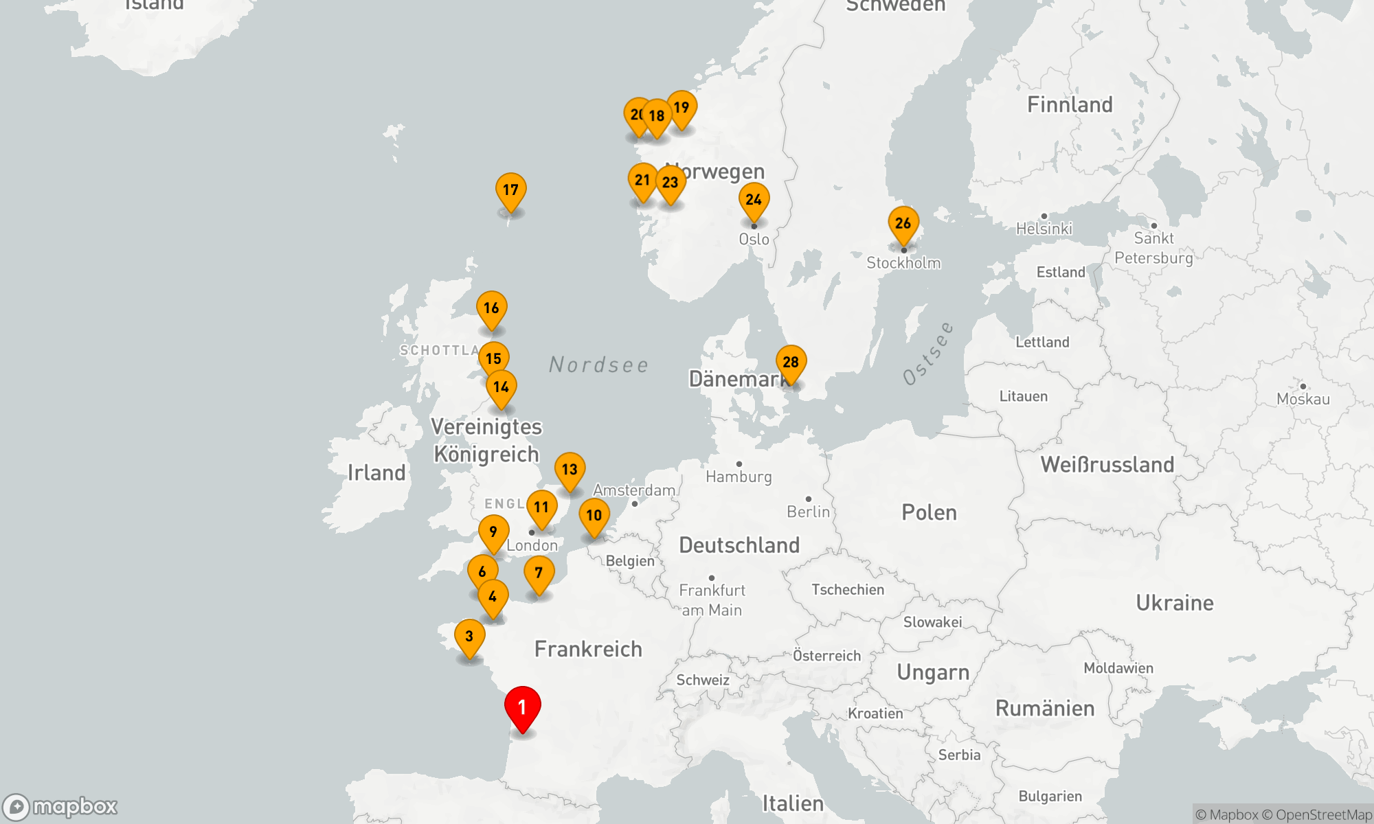 Route 29 Nächte - Ultimative Reise: Bordeaux bis Skandinavien - Kreuzfahrt & Landreise