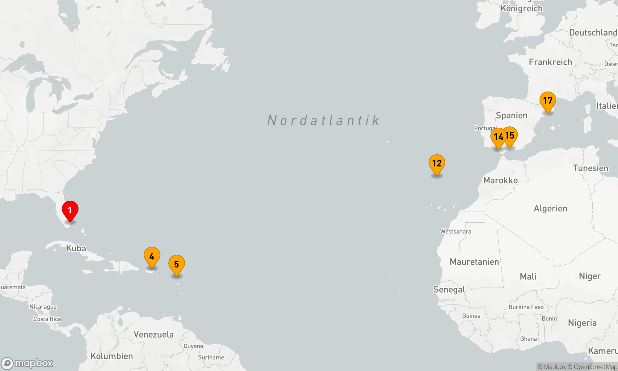 Route 16 Nächte - Von Miami ins Mittelmeer: Entdeckungsreise zwischen Amerika und Europa