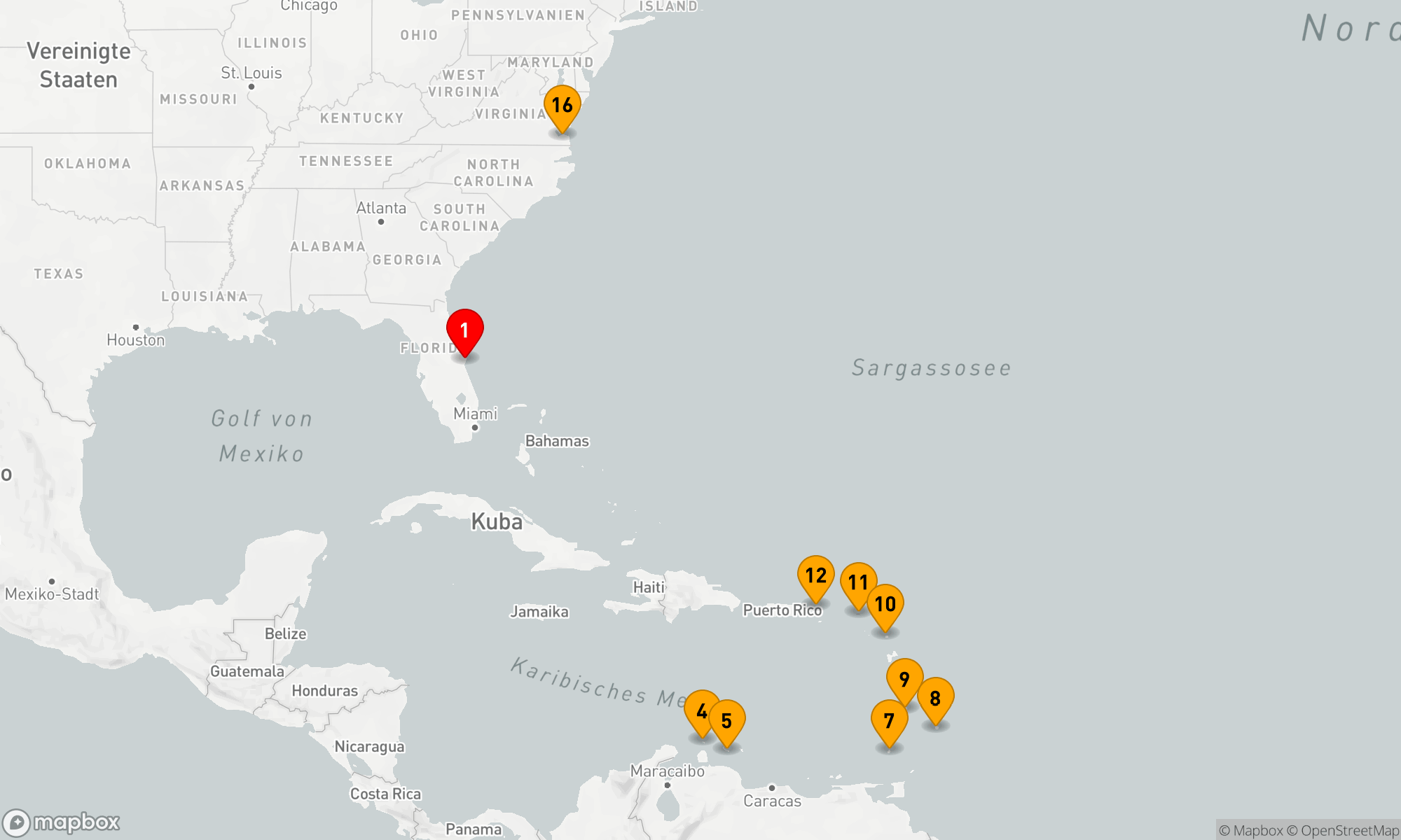 Route 15 Nächte - FAHRTEN - SÜDLICHE KARIBIK