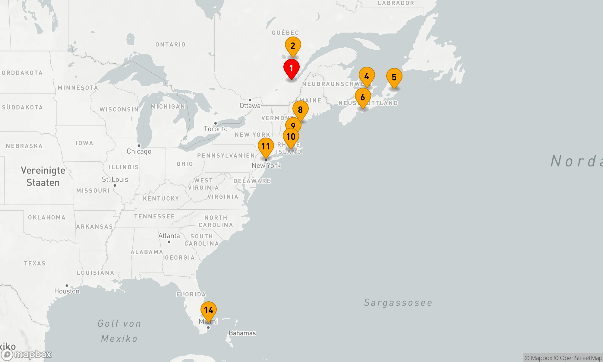 Route 13 Nächte - Kanada und koloniales Amerika