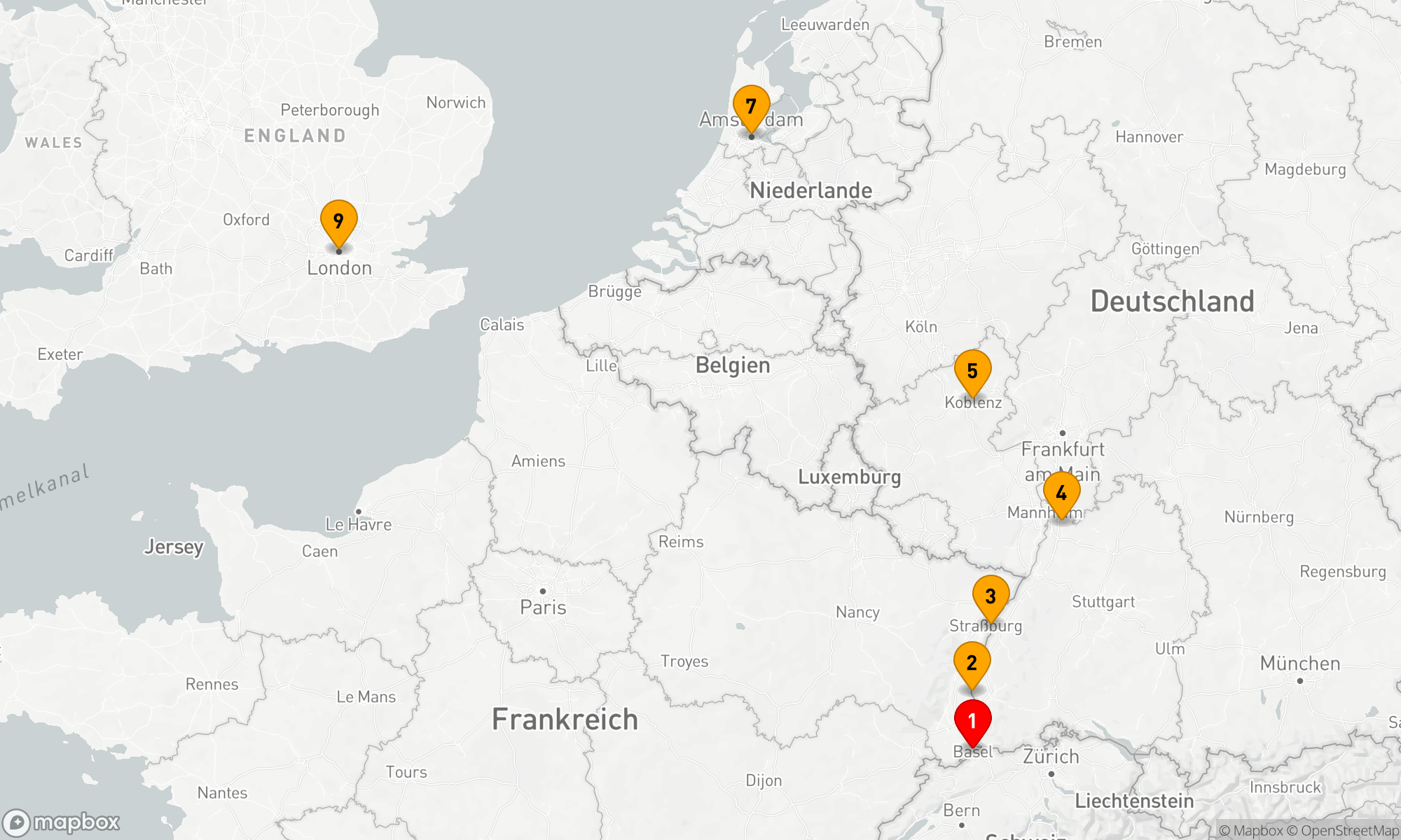 Route 10 Nächte - Juwelen des Rheins & London