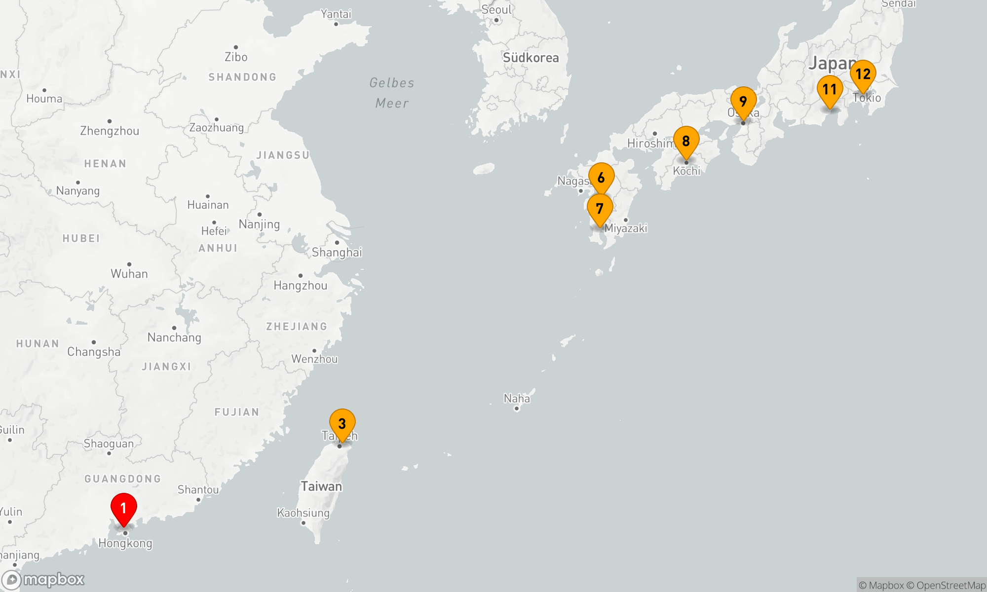 Route 11 Nächte - Japan,  Taiwan und Korea