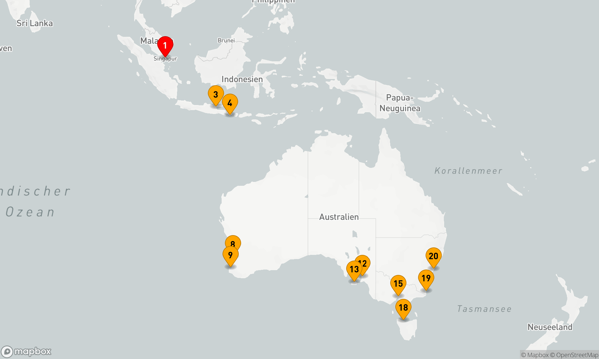 Route 19 Nächte - Entdeckungsreise entlang der südlichen Küsten Asiens und Australiens