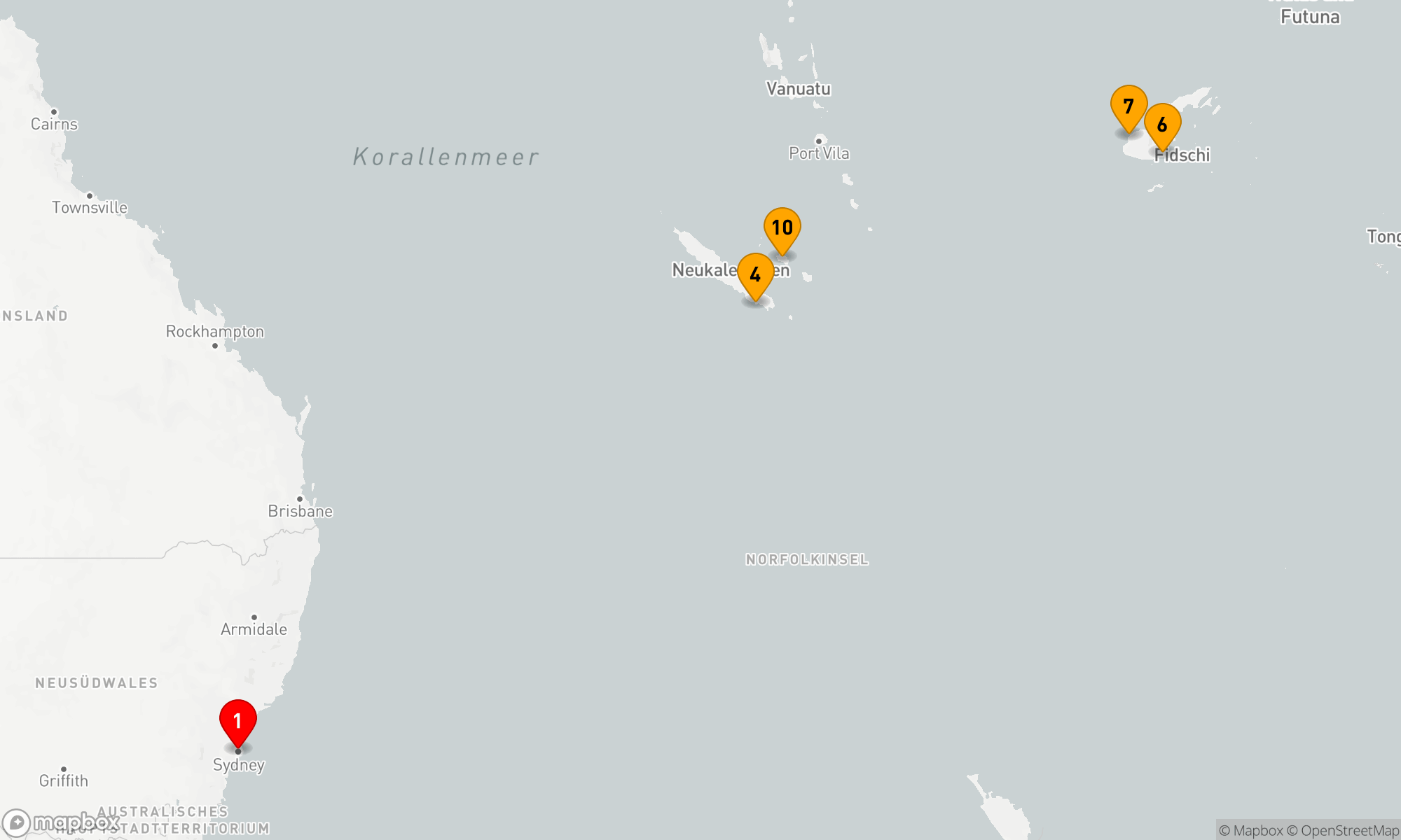 Route 12 Nächte - KREUZFAHRT FIDSCHI & NEUKALEDONIEN