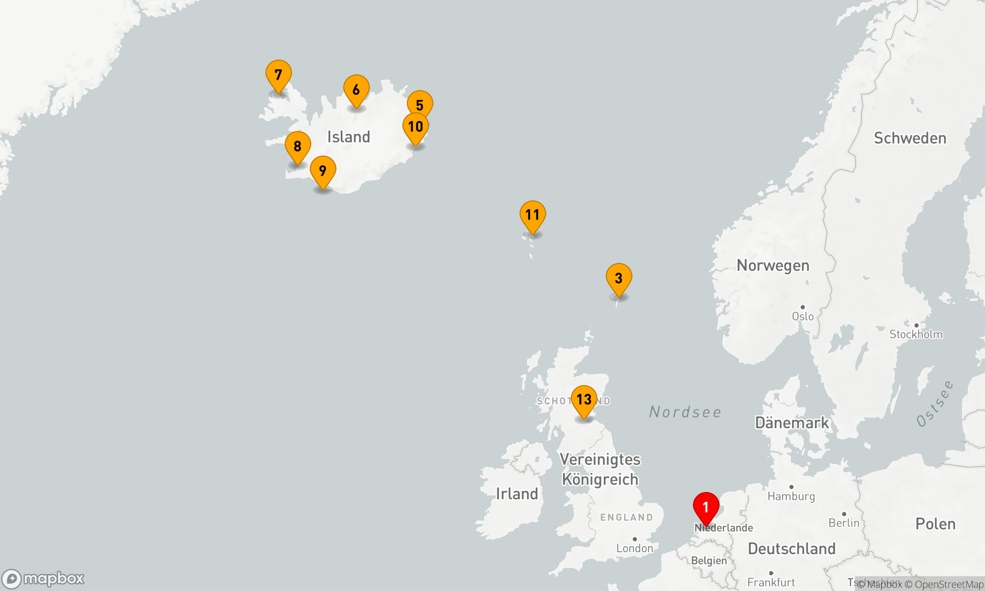 Route 14 Nächte - ISLÄNDISCHE FJORDE MIT SCHOTTLAND SAMMELREISE