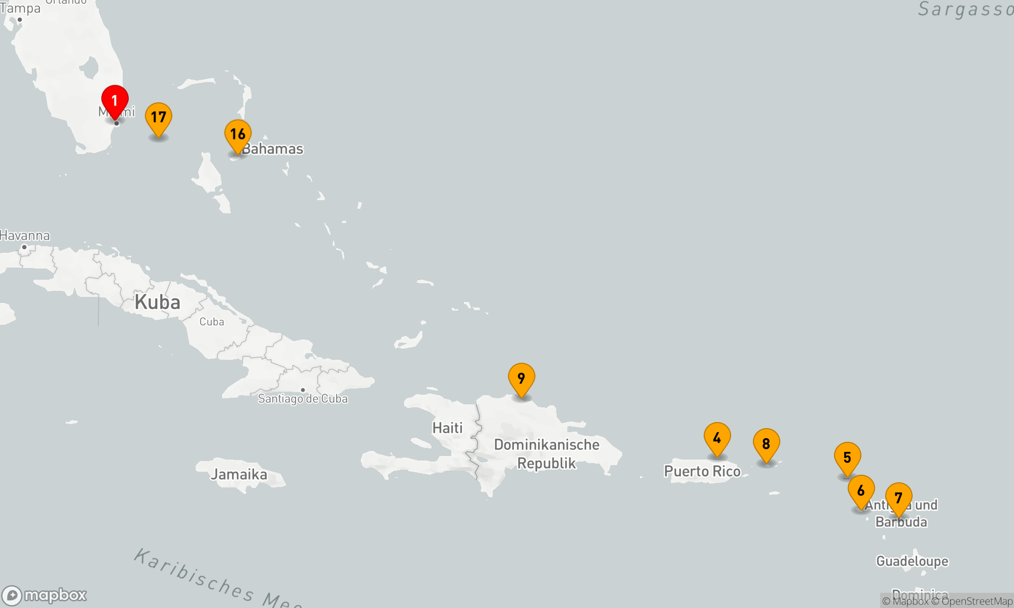 Route 17 Nächte - Karibische Traumreise mit MSC