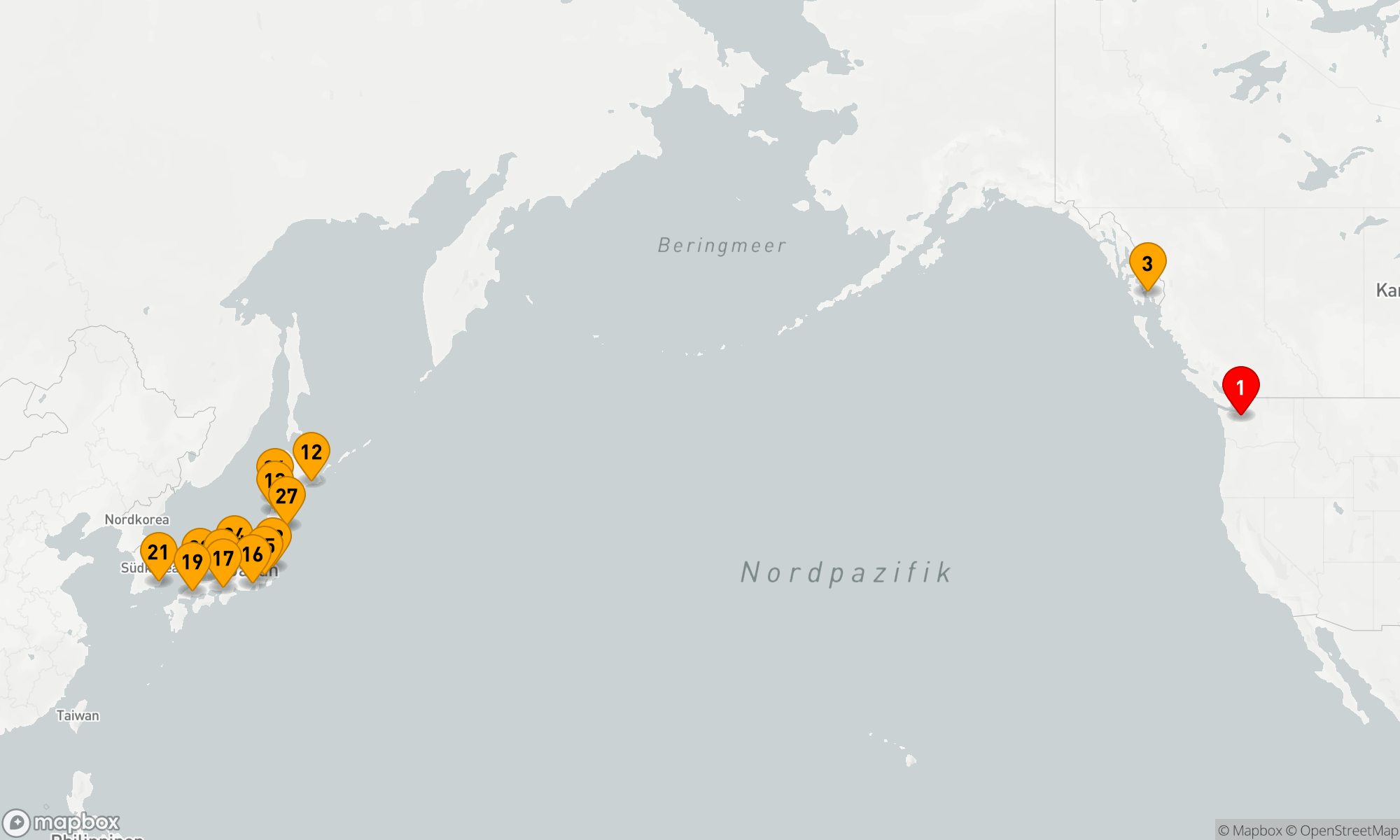Route 28 Nächte - NORDPAZIFIKÜBERQUERUNG & JAPANUMRUNDUNG