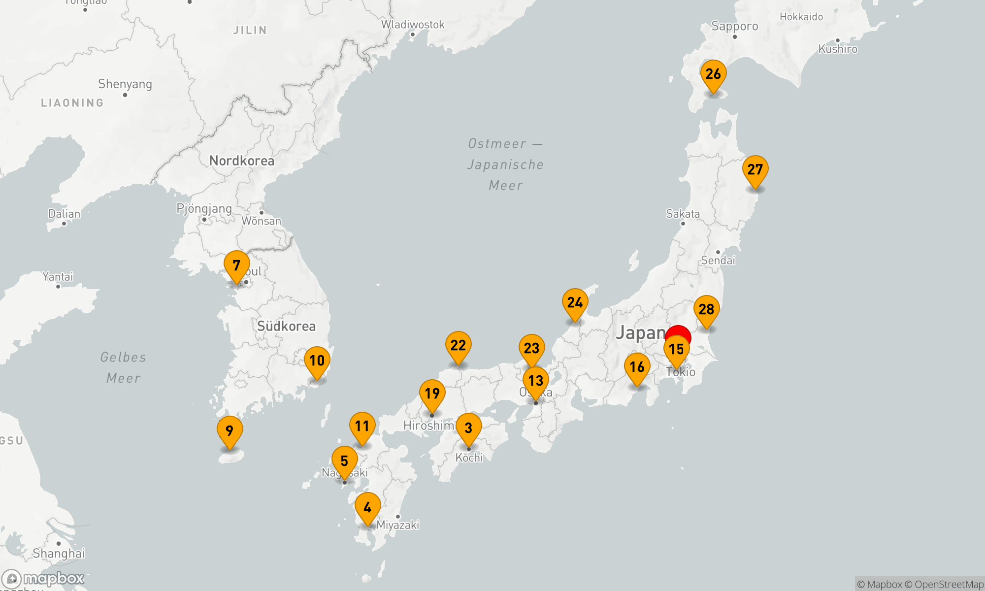 Route 28 Nächte - SÜDKOREA ENTDECKUNG & KREIS JAPAN