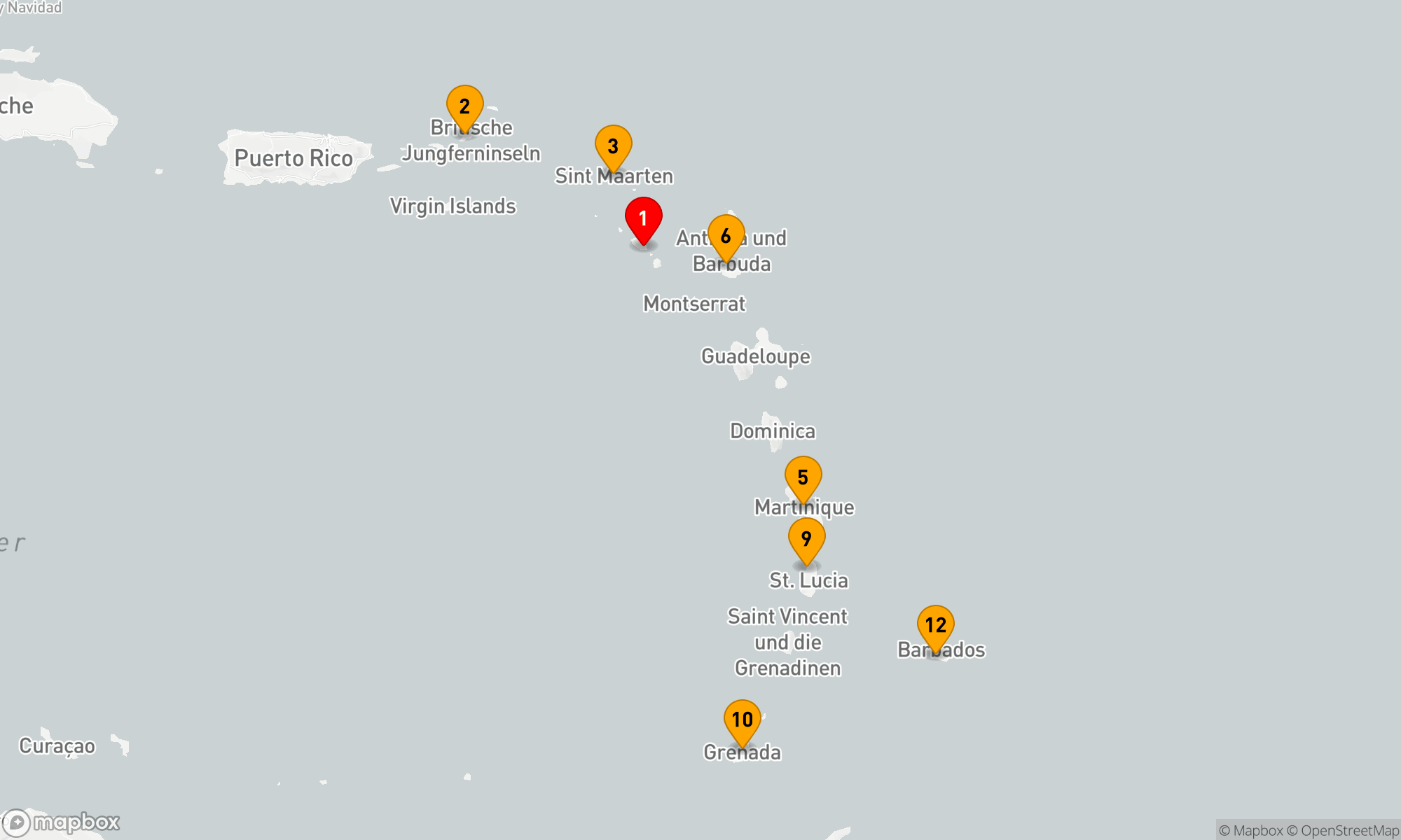 Route 14 Nächte - OSTKARIBISCHE INSELN FLUG-KREUZFAHRT