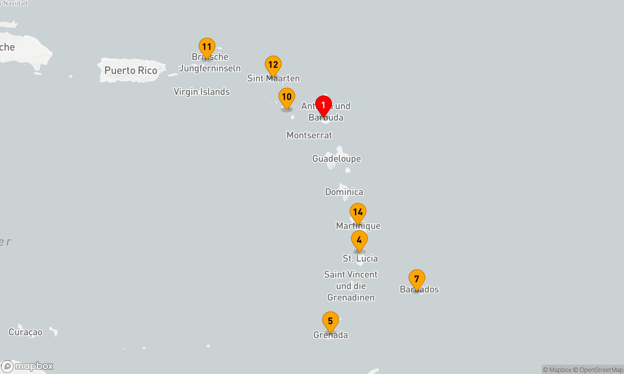 Route 14 Nächte - OSTKARIBISCHE INSELN FLUG-KREUZFAHRT