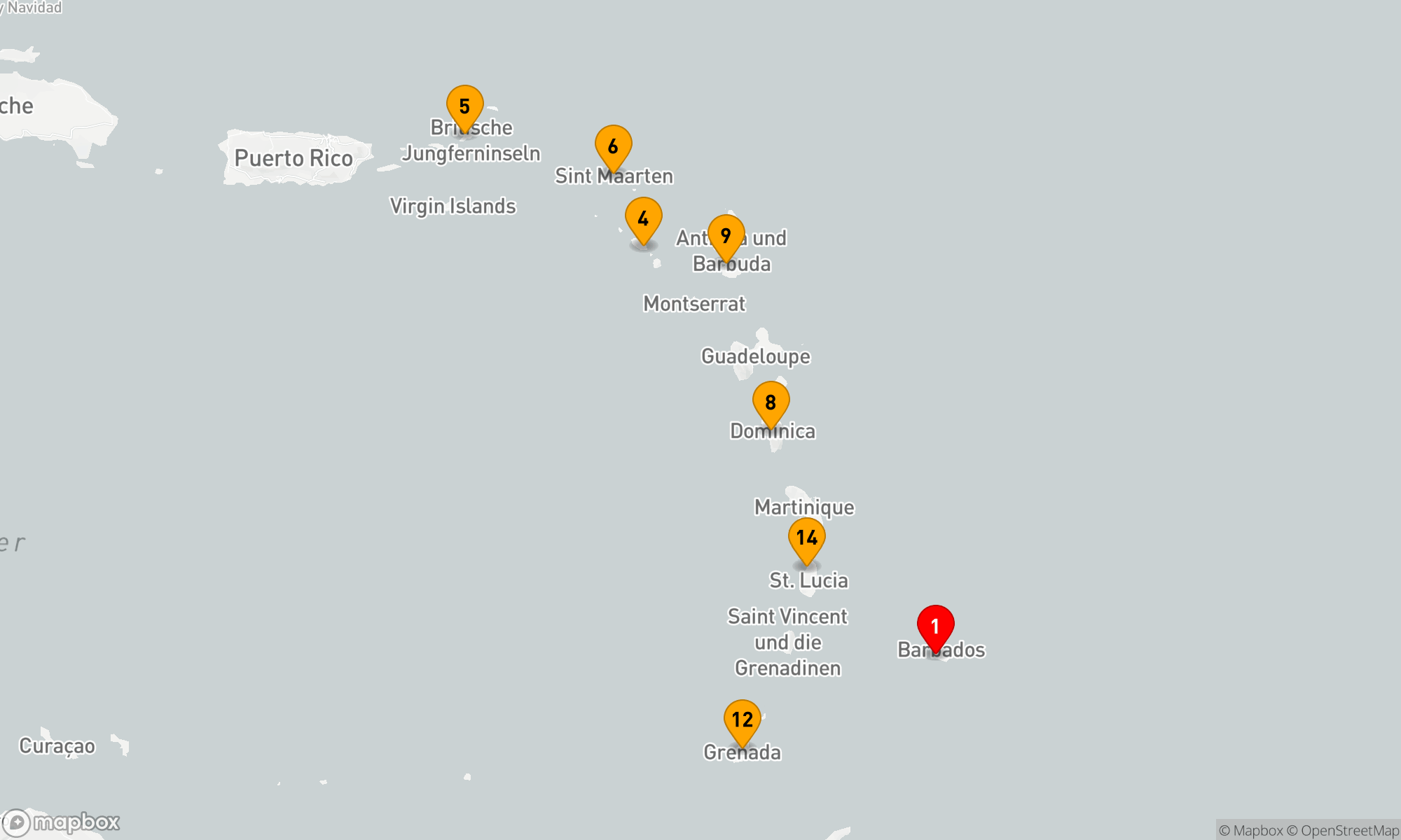 Route 14 Nächte - OSTKARIBISCHE INSELN FLUG-KREUZFAHRT