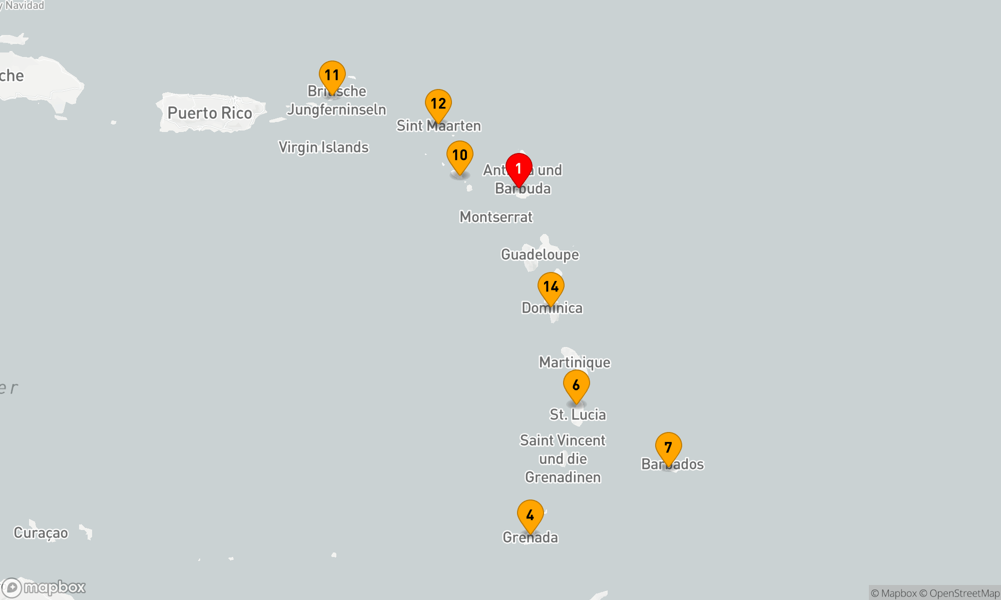 Route 14 Nächte - OSTKARIBISCHE INSELN FLUG-KREUZFAHRT