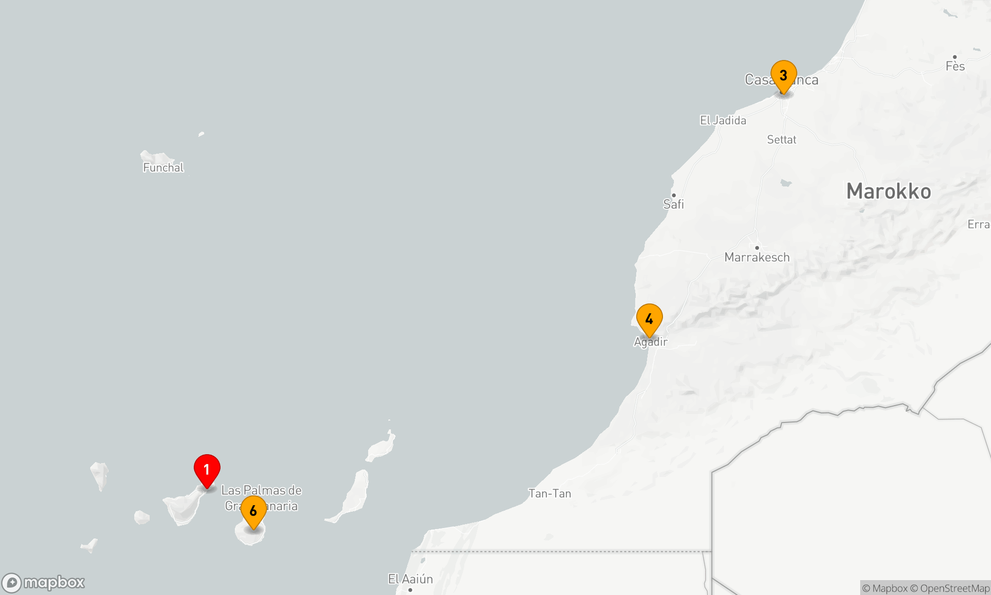 Route 7 Nächte - KANARISCHE INSELN UND MAROKKO FLUG-KREUZFAHRT