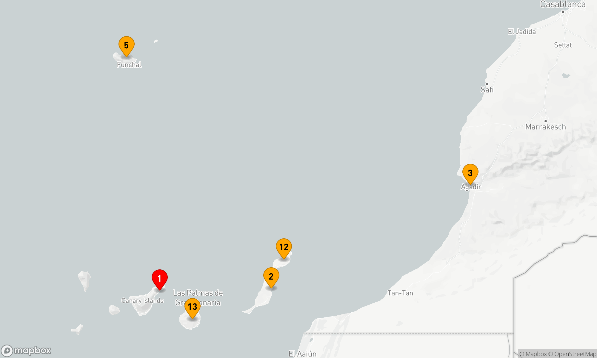 Route 14 Nächte - KANARISCHE INSELN,  MADEIRA UND MAROKKO FLUG-KREUZFAHRT