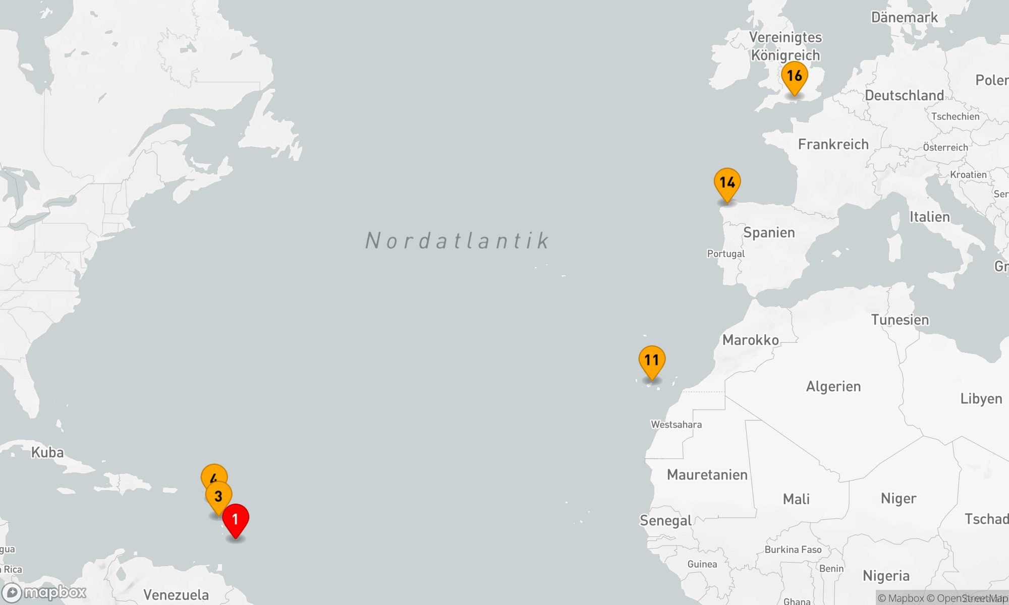Route 15 Nächte - TRANSATLANTISCHE KARIBIK
