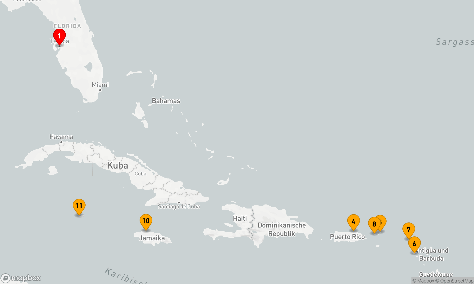 Route 12 Nächte - Karibische Inselschätze-Kreuzfahrt